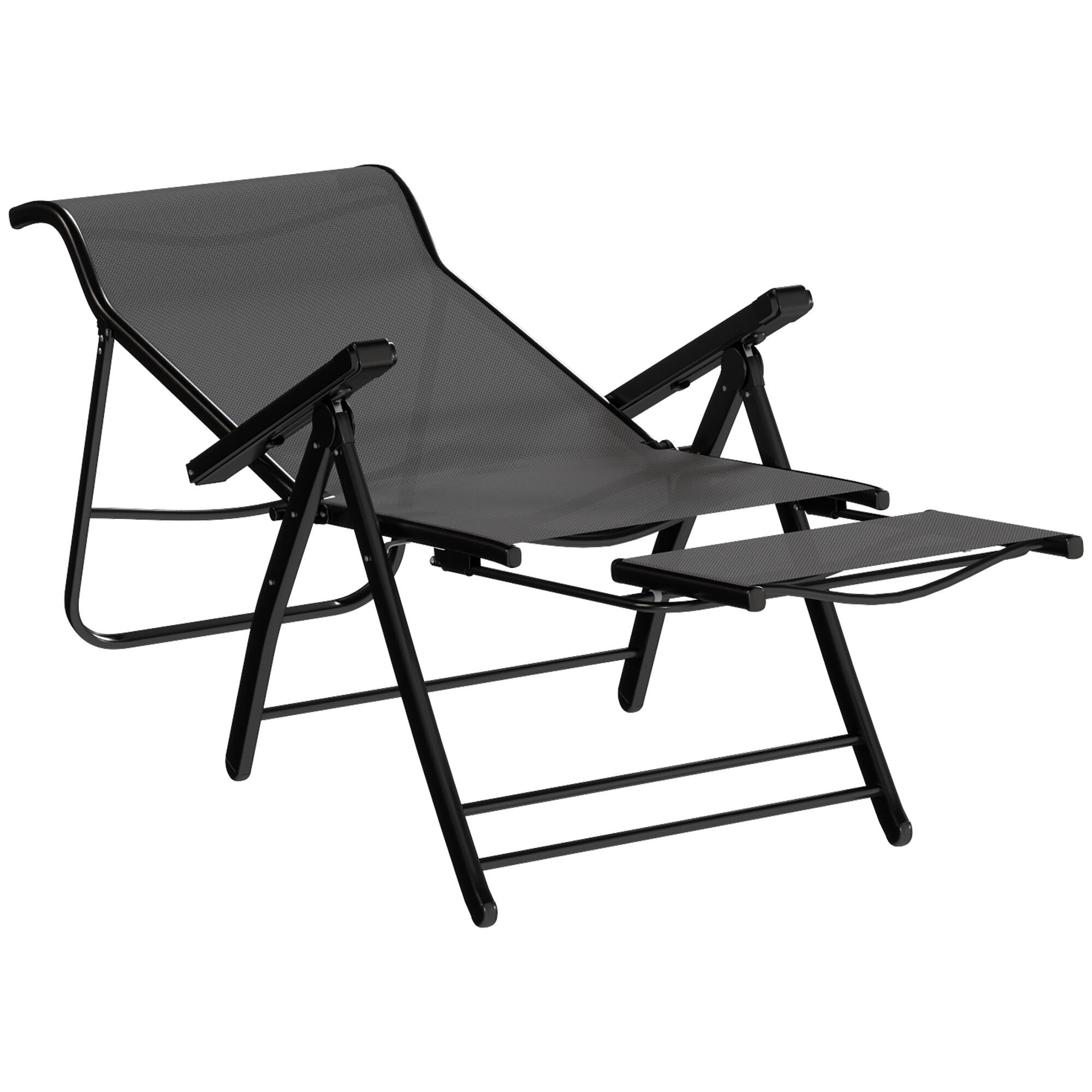Sillas Plegables Reclinables Outsunny 179.5x63.5x60 cm Gris Oscuro 4/5