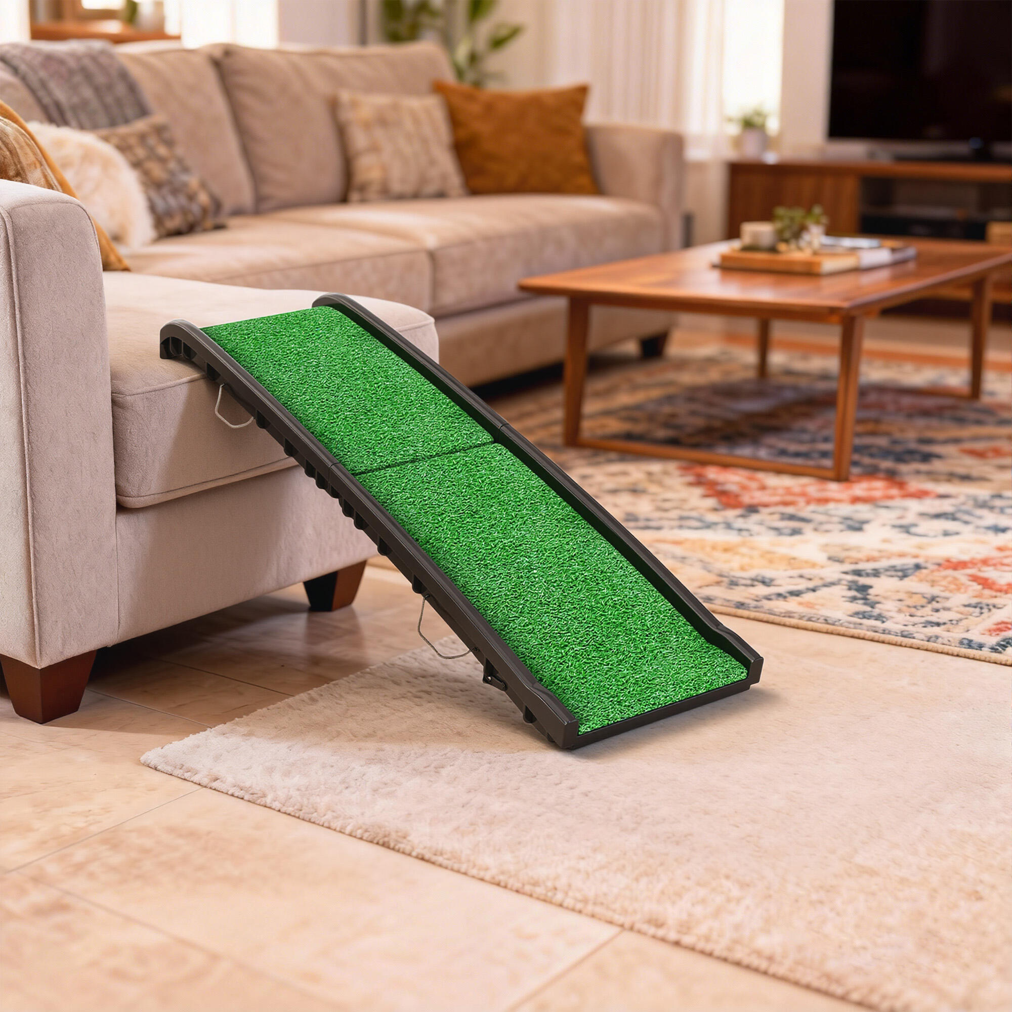 Rampa para cães 155x38.5x15.5 cm verde PawHut 5/5