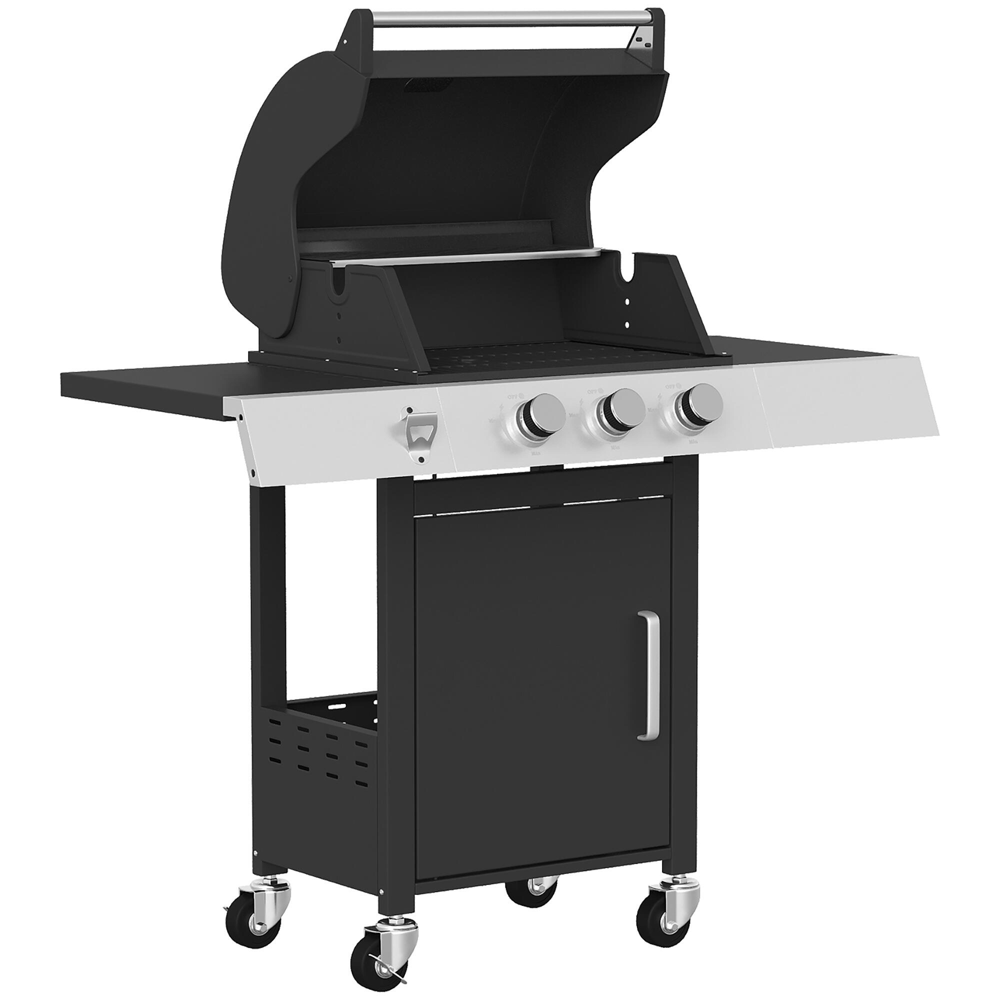Barbacoa de Gas Outsunny 109x50x109 cm Negro 4/5