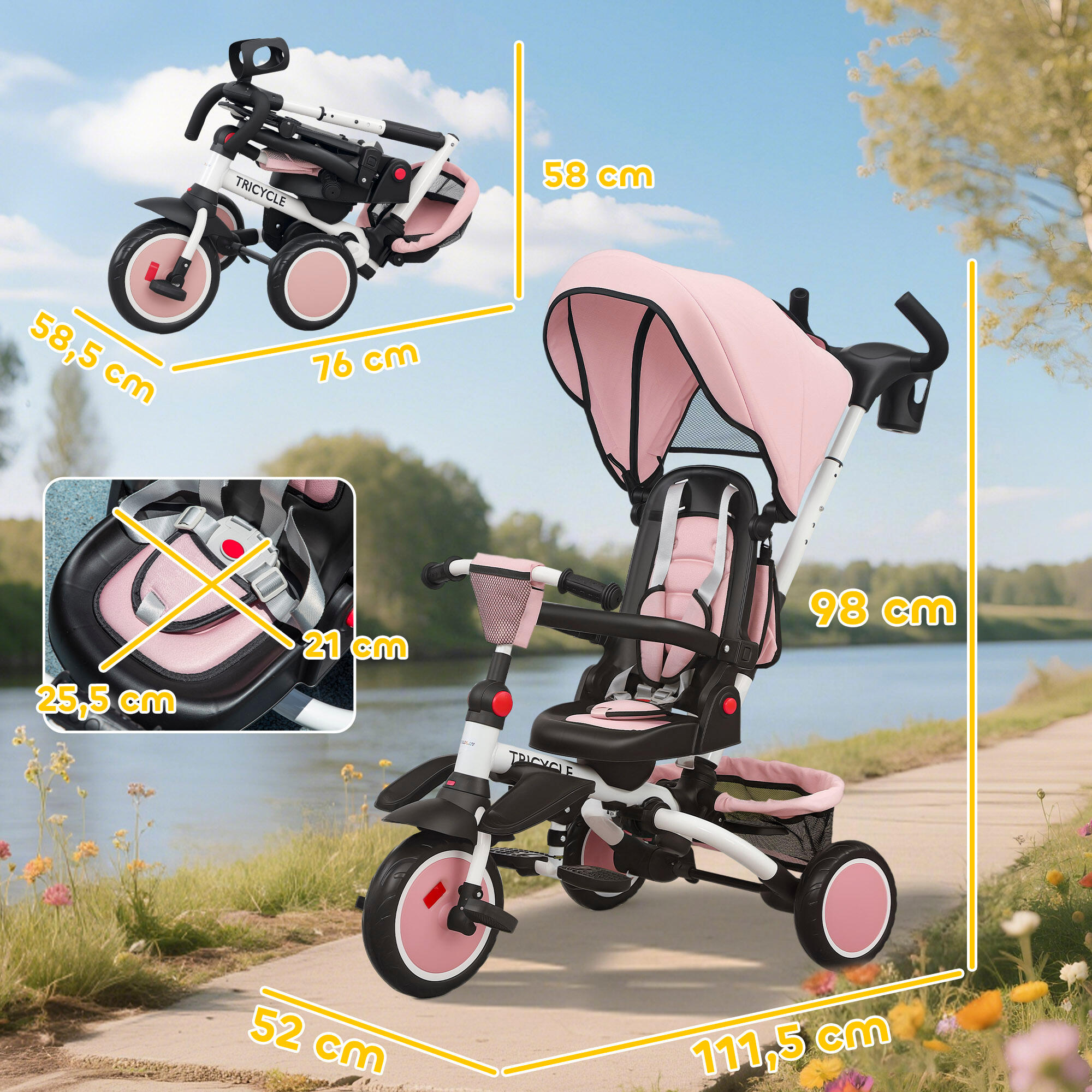 Triciclo Evolutivo AIYAPLAY Rosa 3/5
