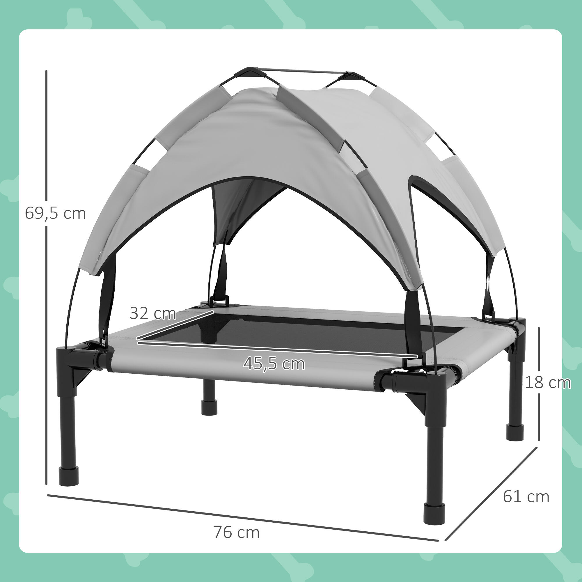 Cama Perros Elevada PawHut 76x61x69.5 cm Gris 3/7