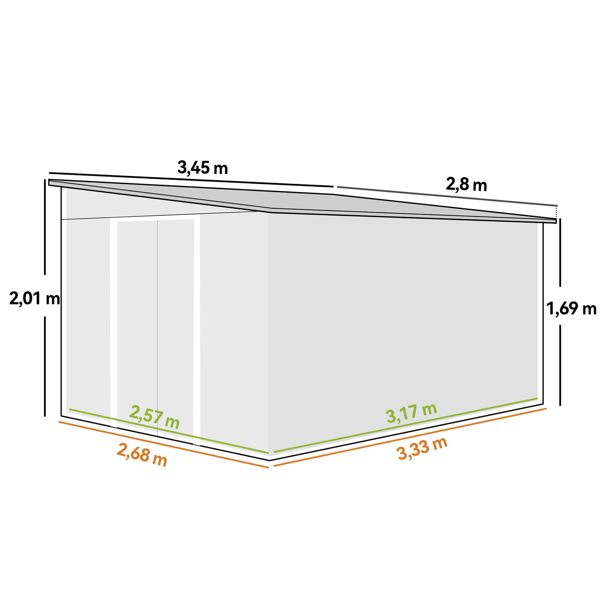 Abrigo de jardim 280x345x169-201 cm verde Outsunny 3/5