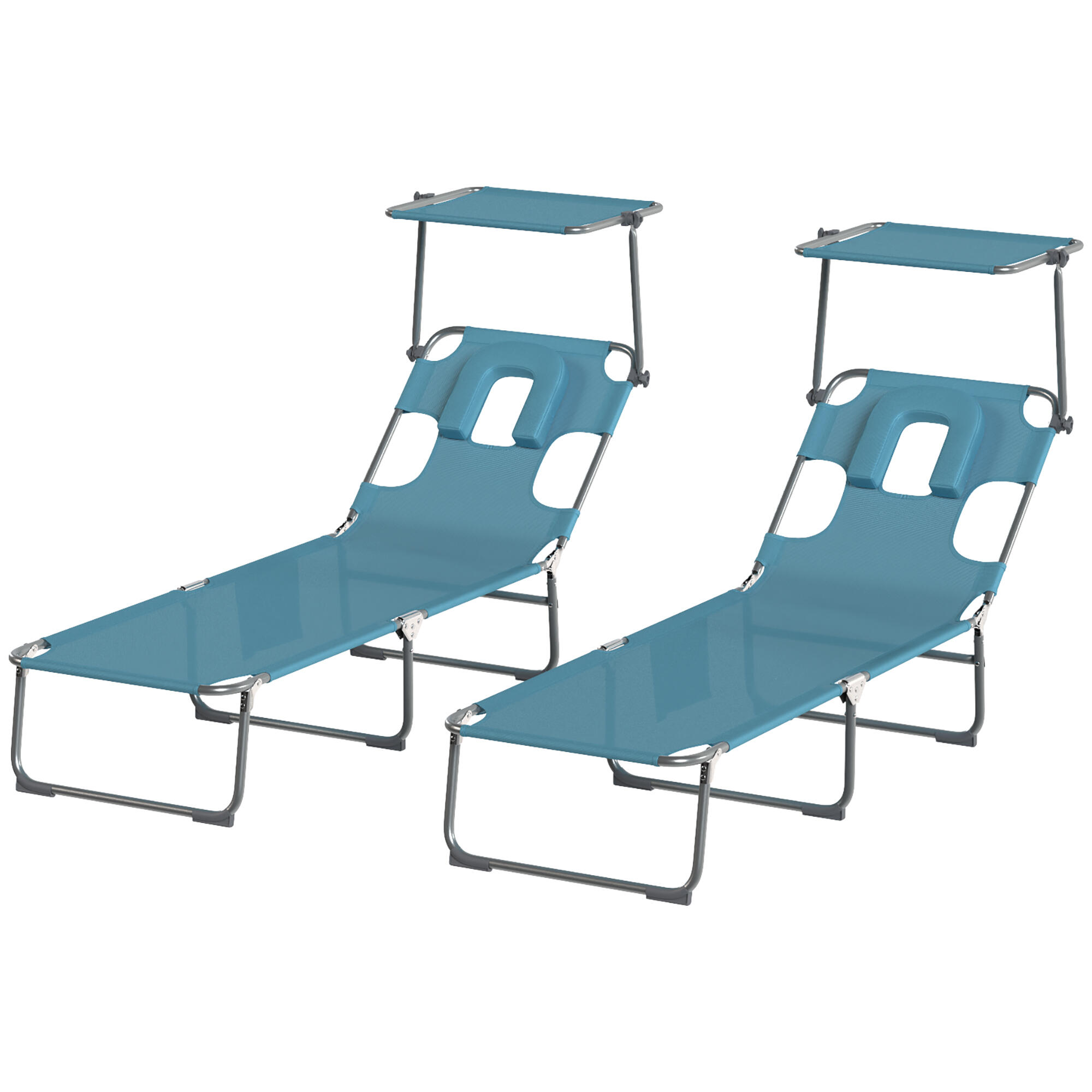Espreguiçadeiras dobráveis 188x56x27 cm azul Outsunny 5/5