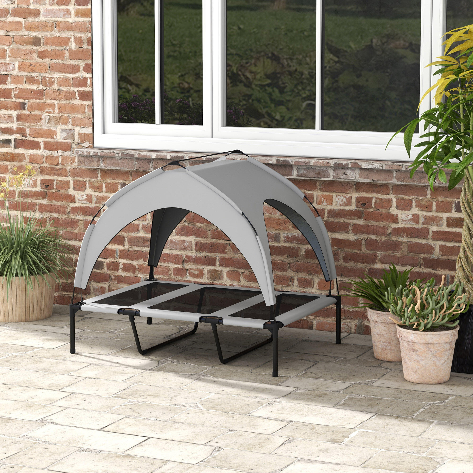 Cama para Perros PawHut 106x76x94 cm Gris Claro 2/5
