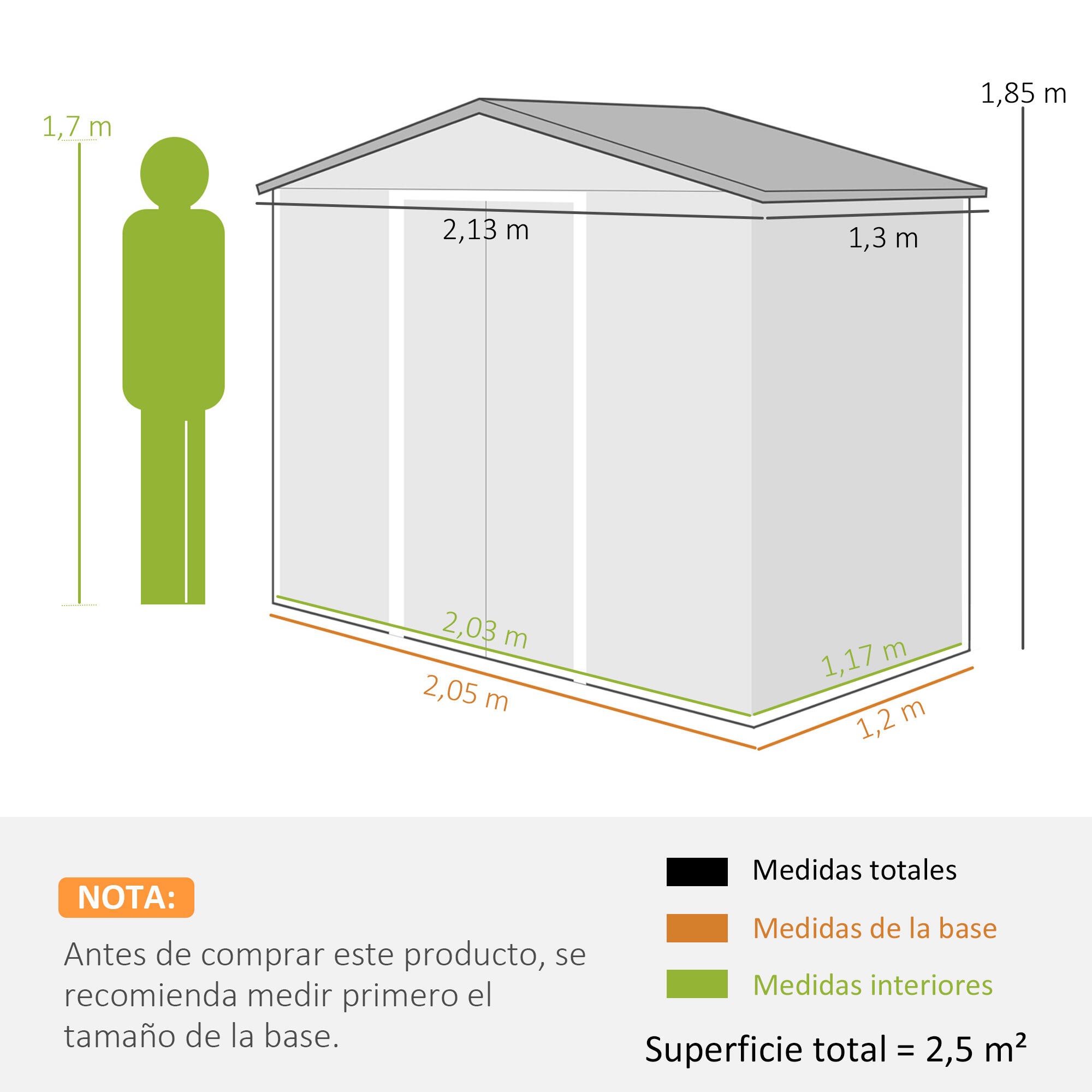 Abrigo de jardim 213x130x185cm branco, cinzento e prata Outsunny 3/7