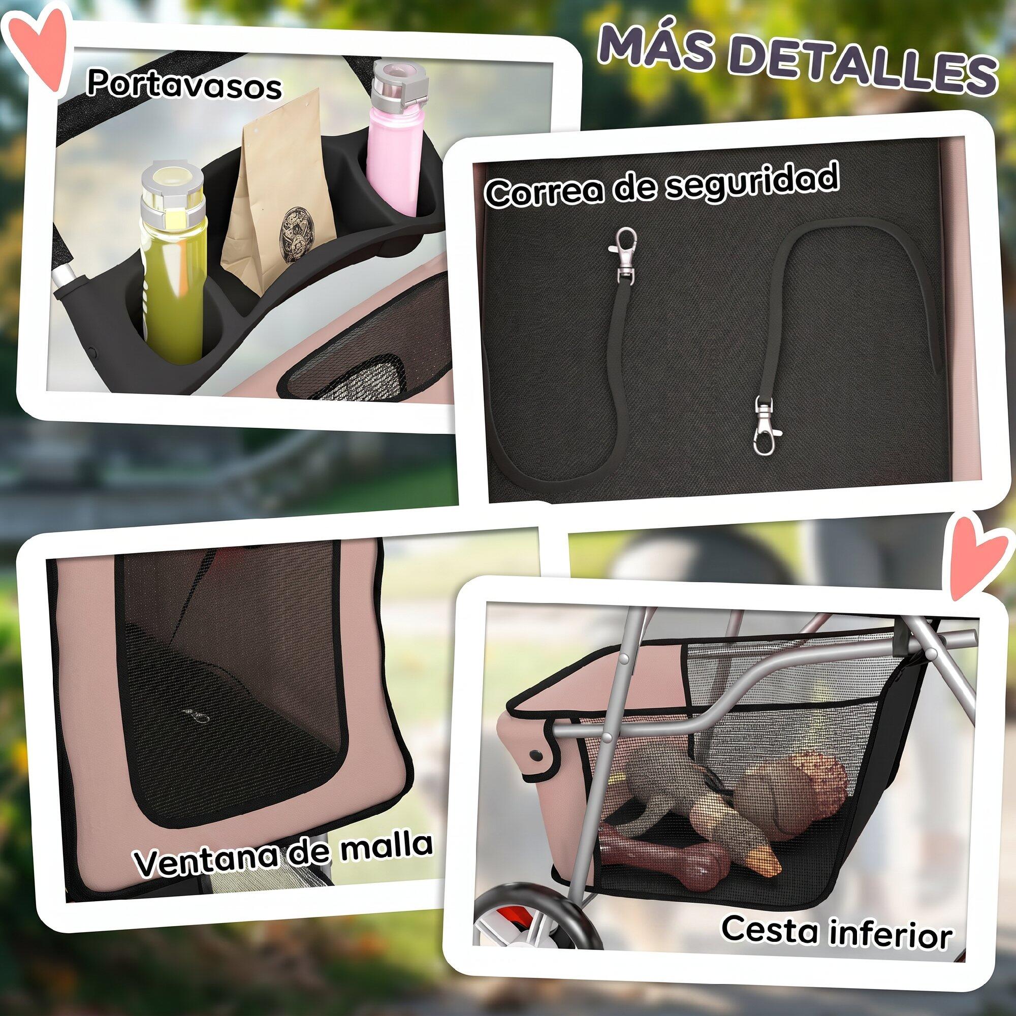 Carrito para Perros PawHut 77x44x102 cm Café 4/5
