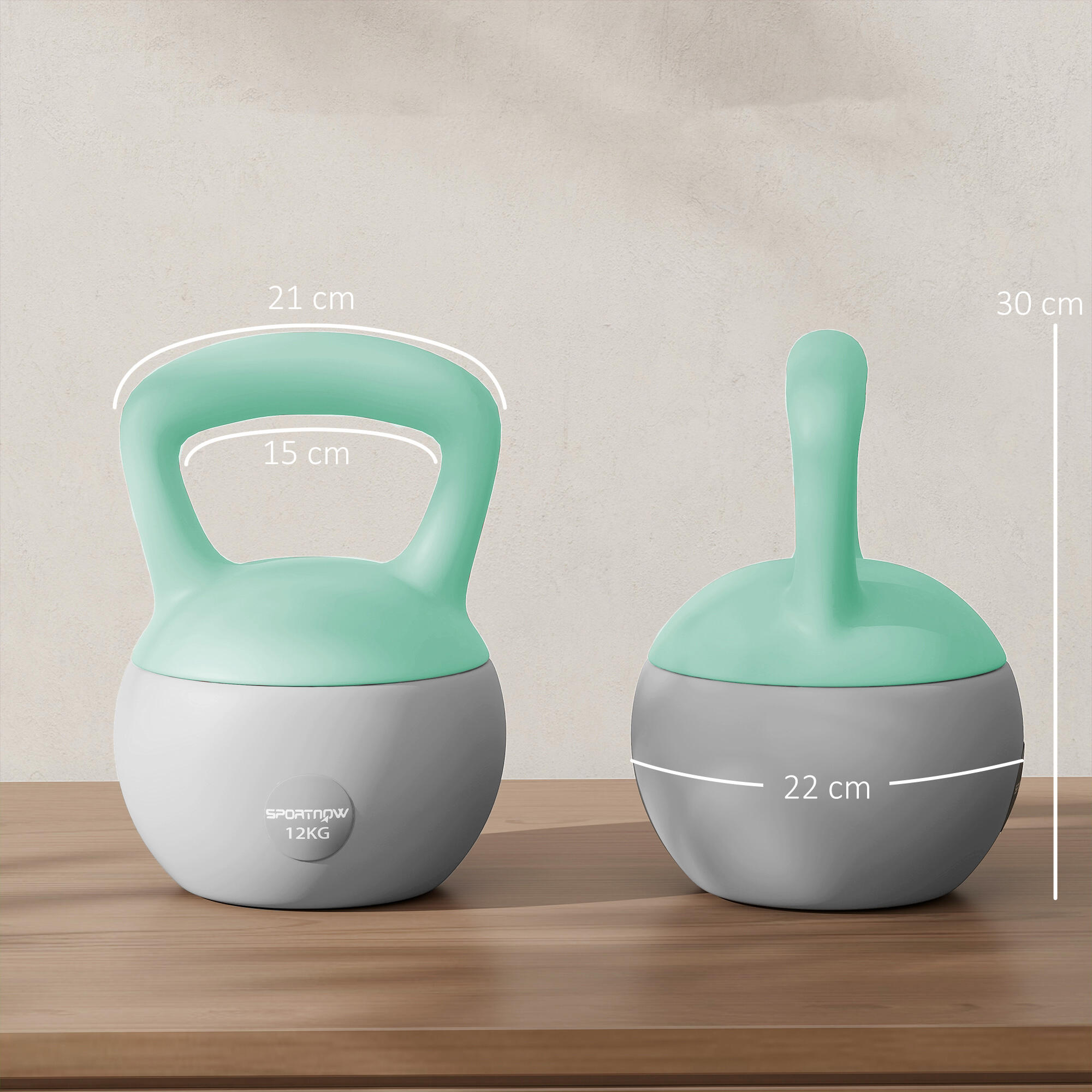 Kettlebell SPORTNOW 21x21x30 cm Verde y Gris 3/5
