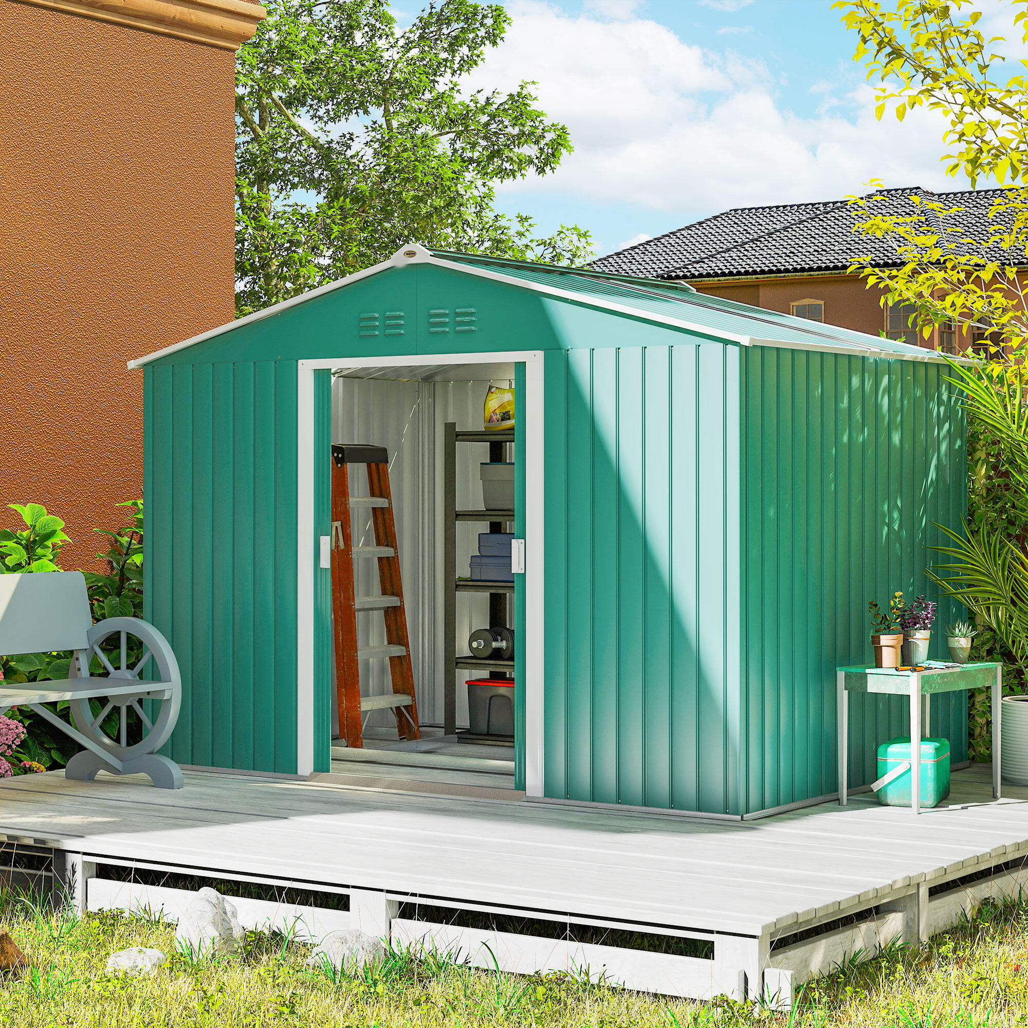 Abrigo 277x195x192cm verde Outsunny 2/7
