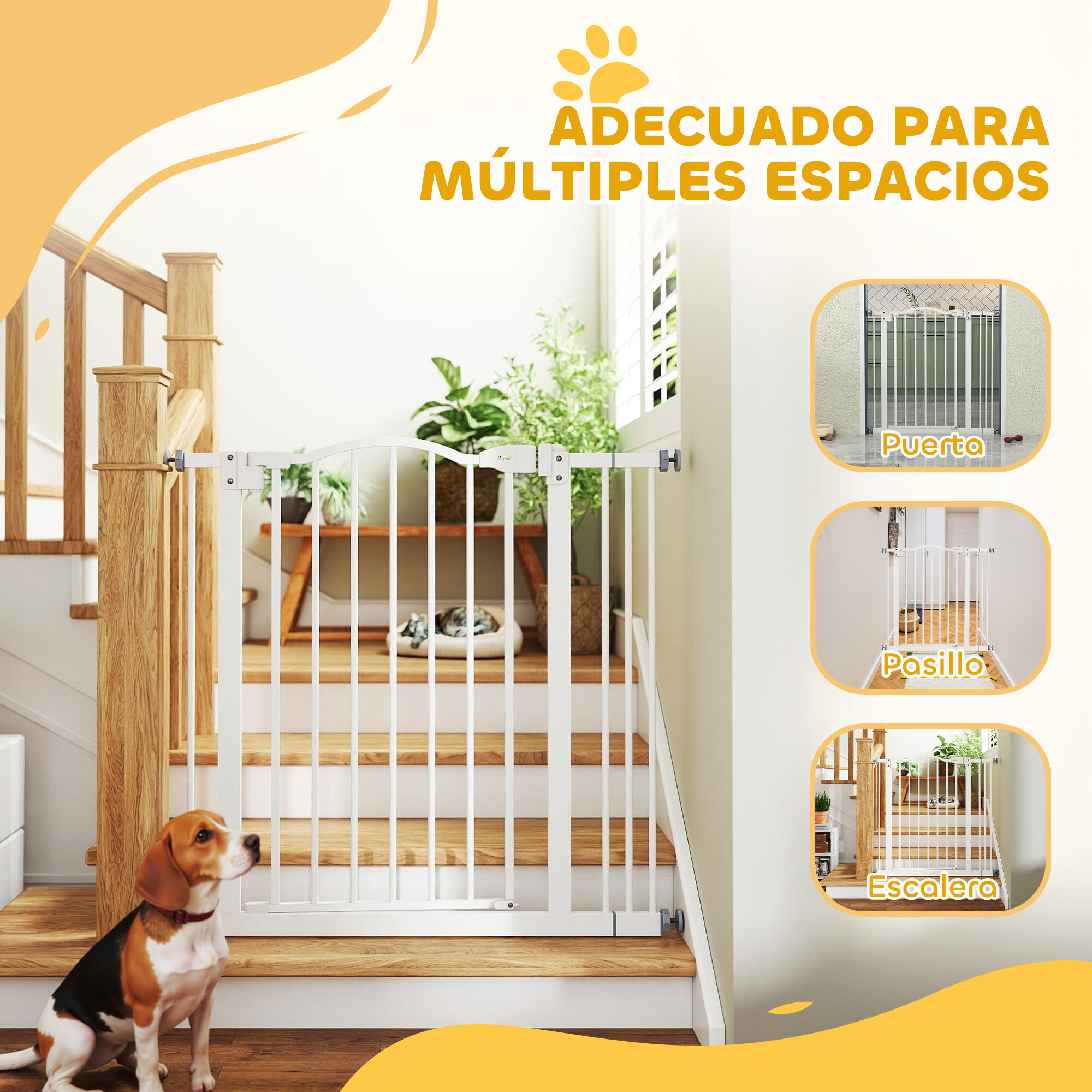 Barrera de Seguridad PawHut 87x3.5x78 cm Blanco 1/1