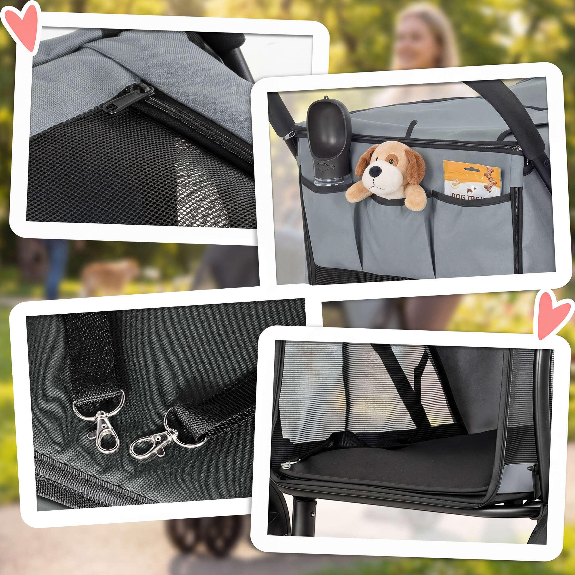 Carrito para Perros PawHut 92x63x95 cm Gris 4/5