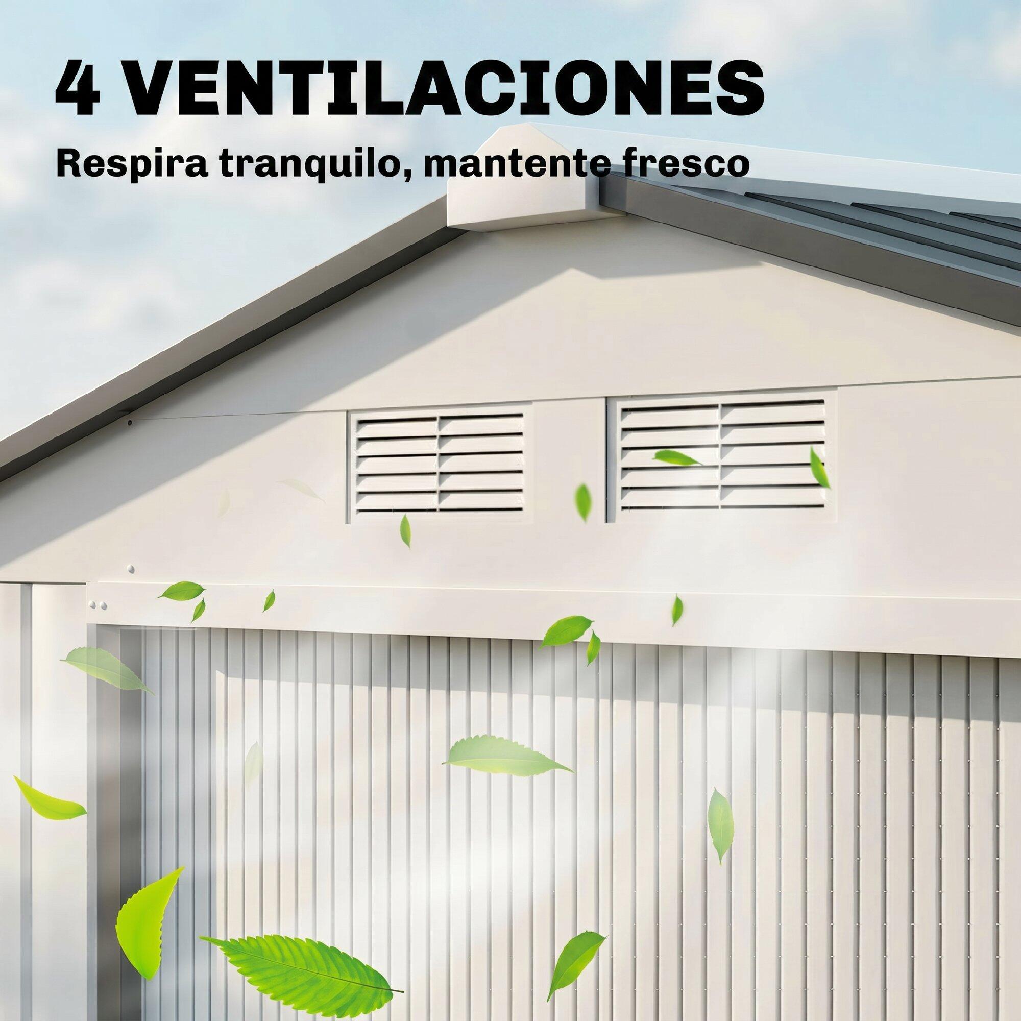 Abrigo de jardim 213x130x185cm branco, cinzento e prata Outsunny 4/7