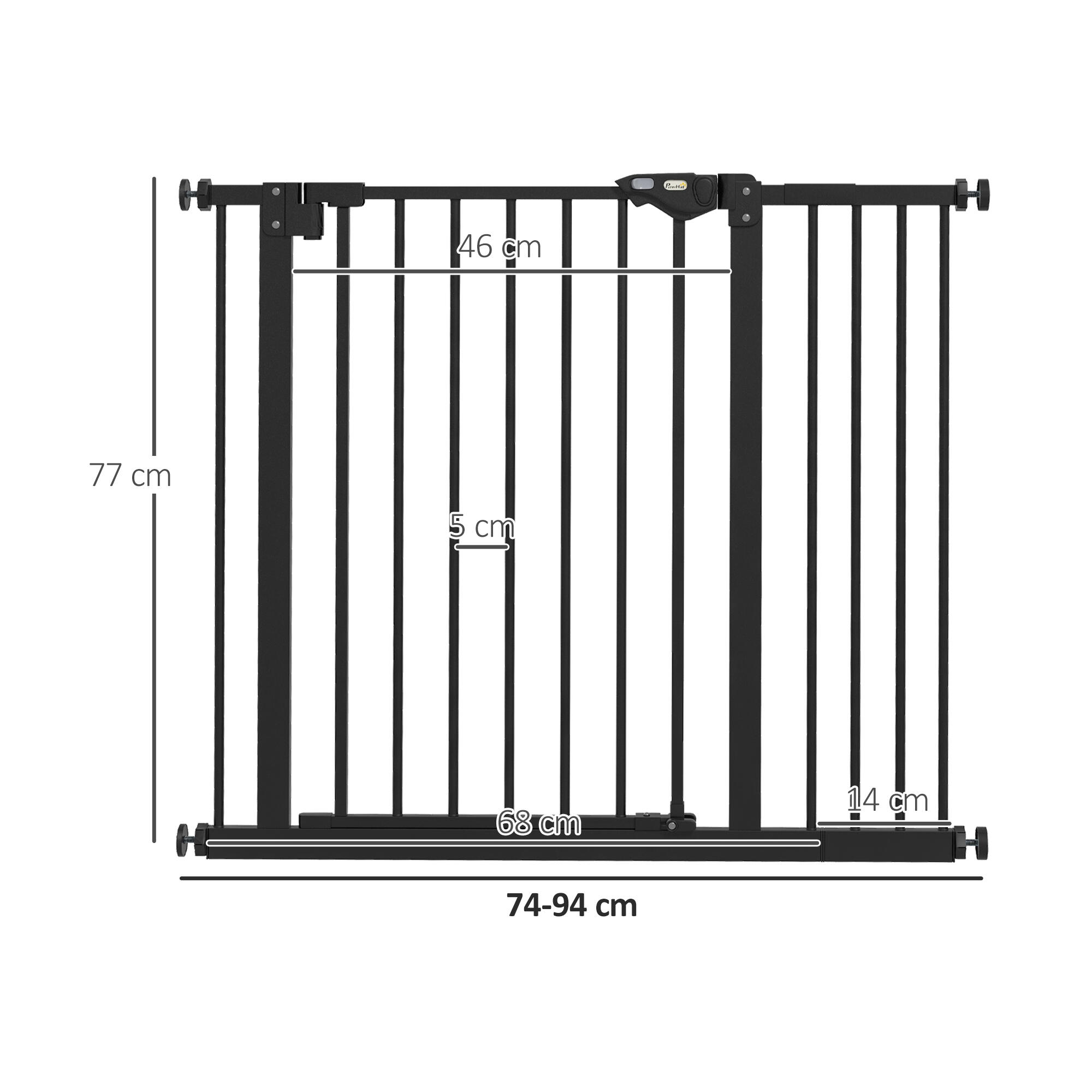 Barreira de segurança 74-80x77 cm preto PawHut 3/5