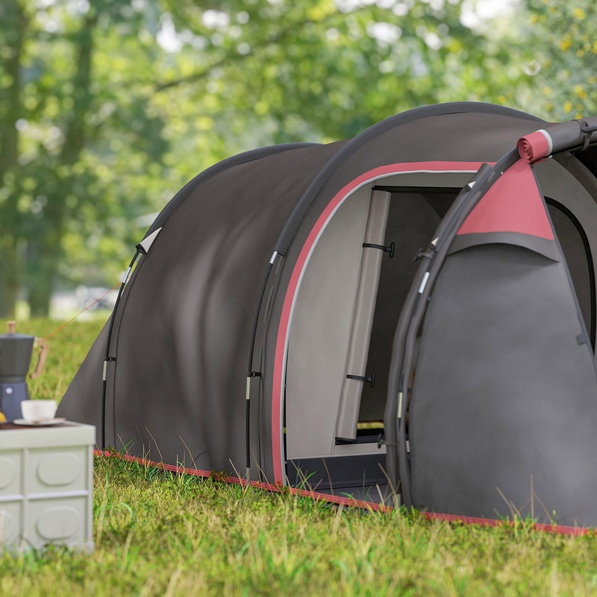 Tienda de Campaña Outsunny 426x206x154 cm Gris Oscuro 4/8