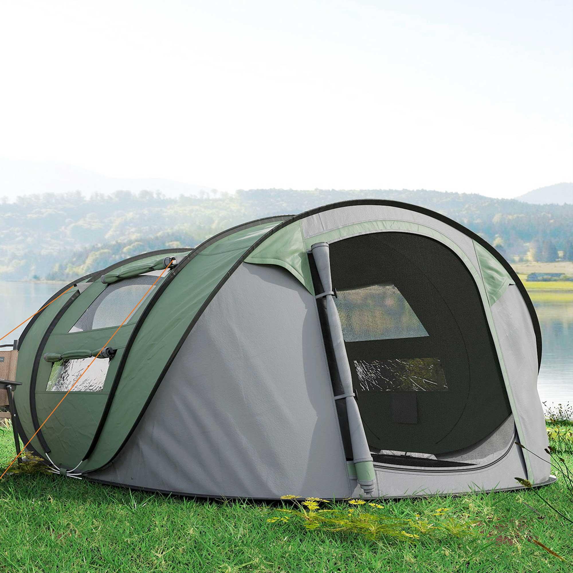 Tenda de campismo 263,5x220x123 cm verde e cinzento Outsunny 4/7