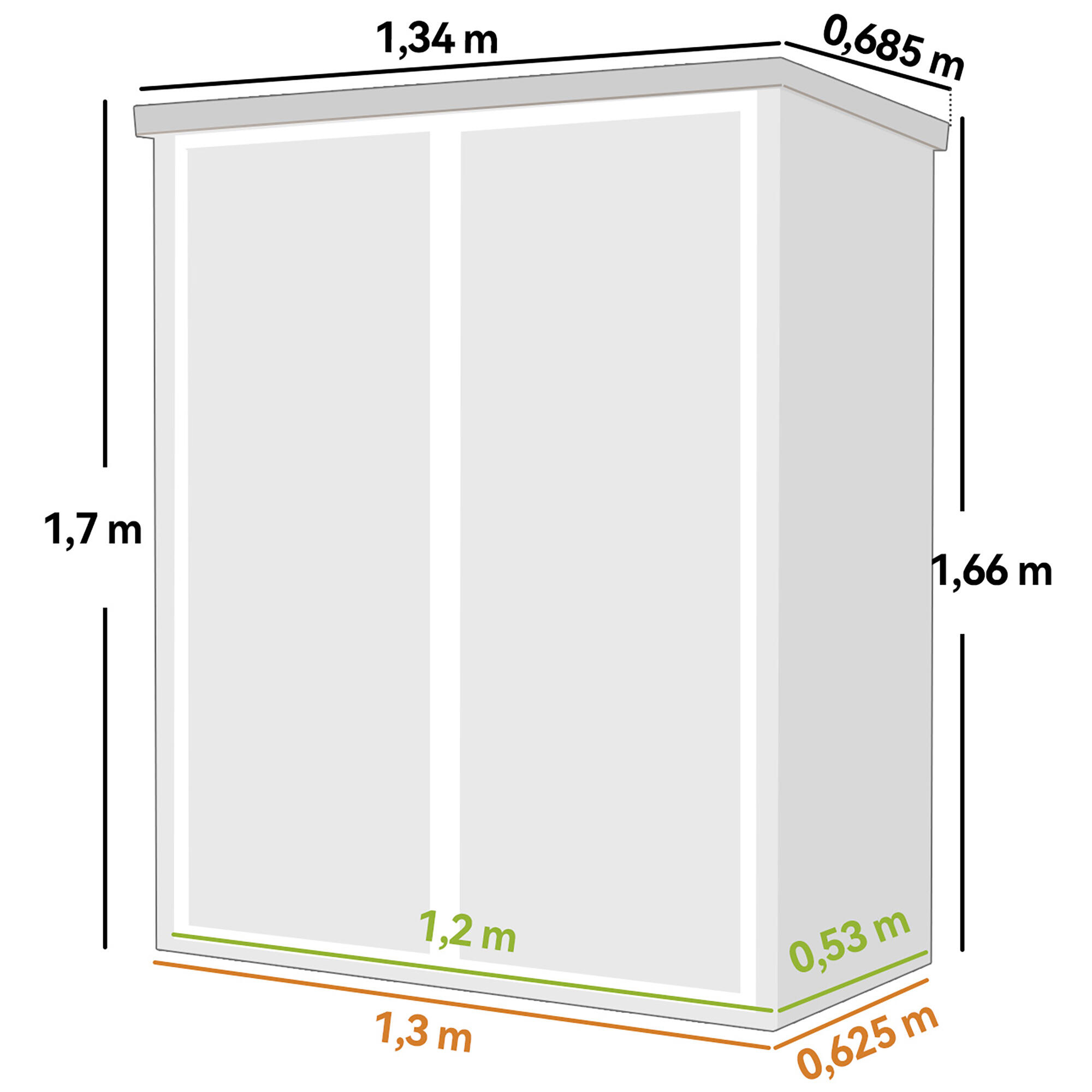 Abrigo de jardim 134x68,5x170 cm cinzento Outsunny 3/5