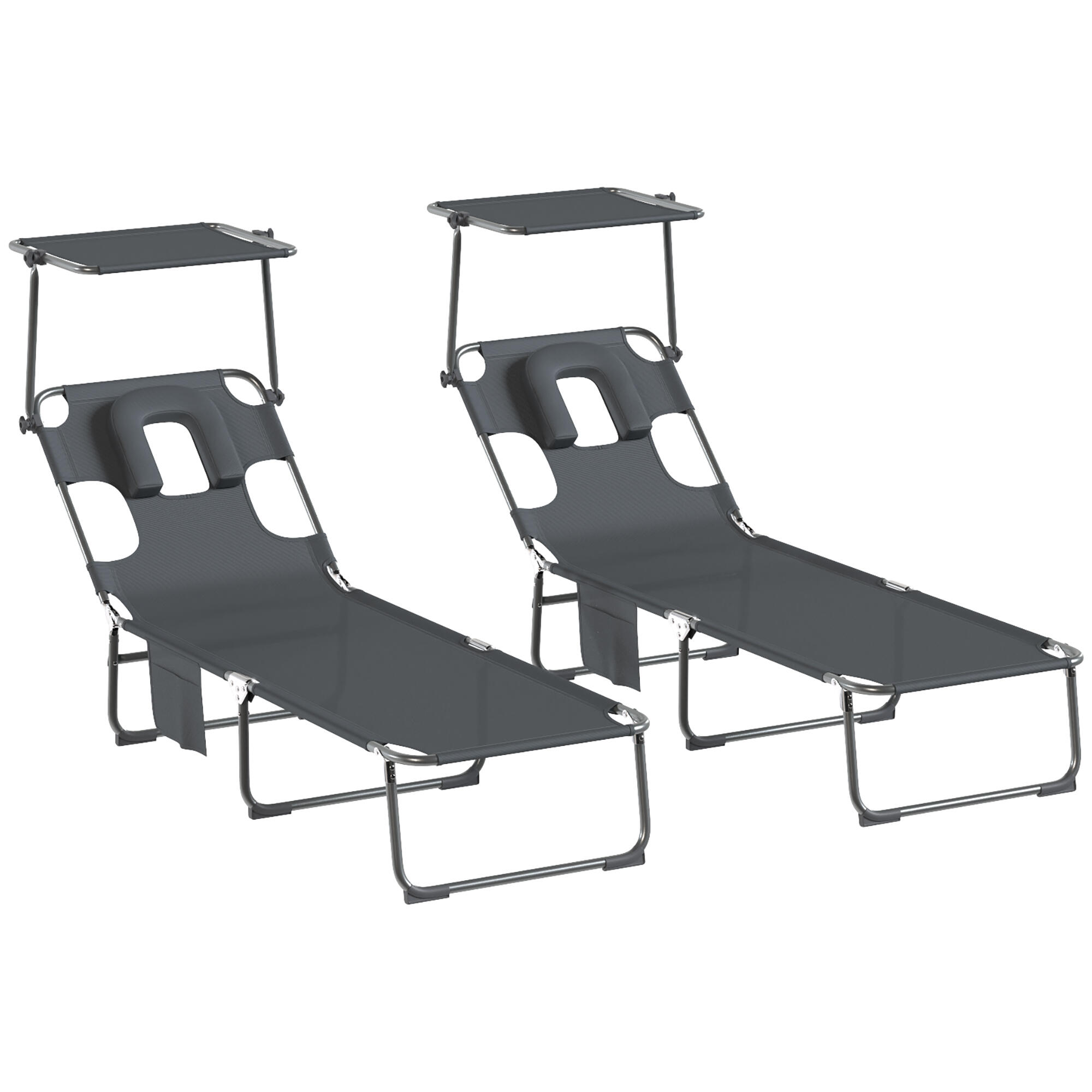 Espreguiçadeiras dobráveis 188x56x27 cm cinzento escuro Outsunny 4/5