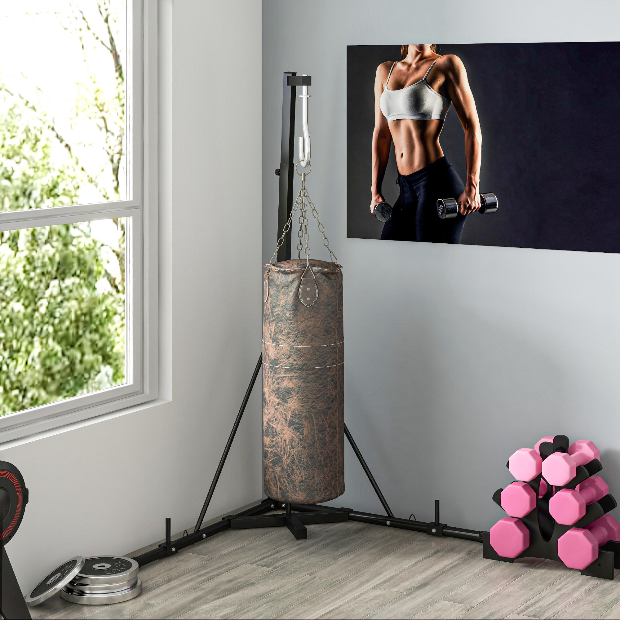 Suporte Saco de Boxe SPORTNOW 170x90x182-225 cm Preto 2/7