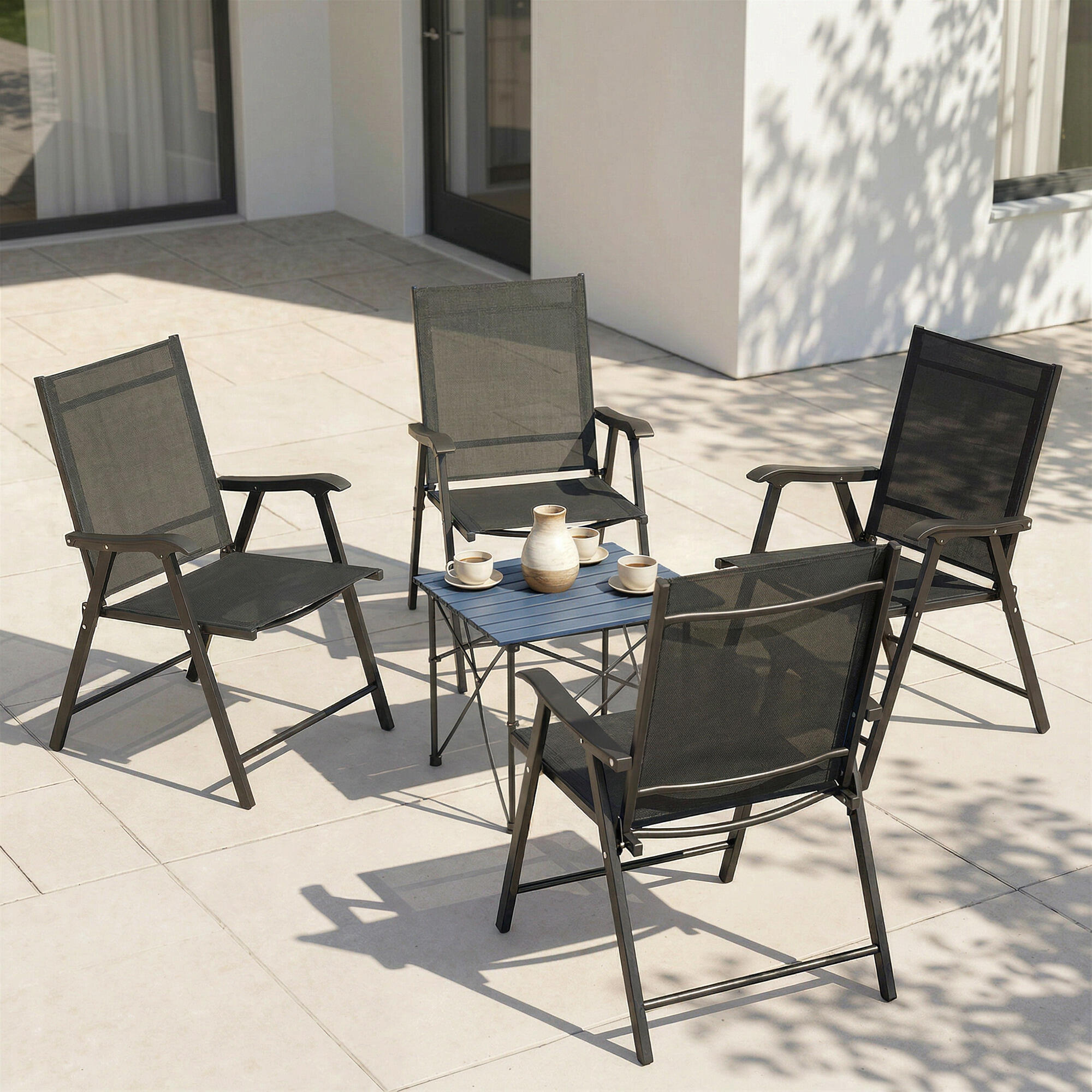 Sillas Plegables Outsunny 62x58x97 cm Negro 4/5