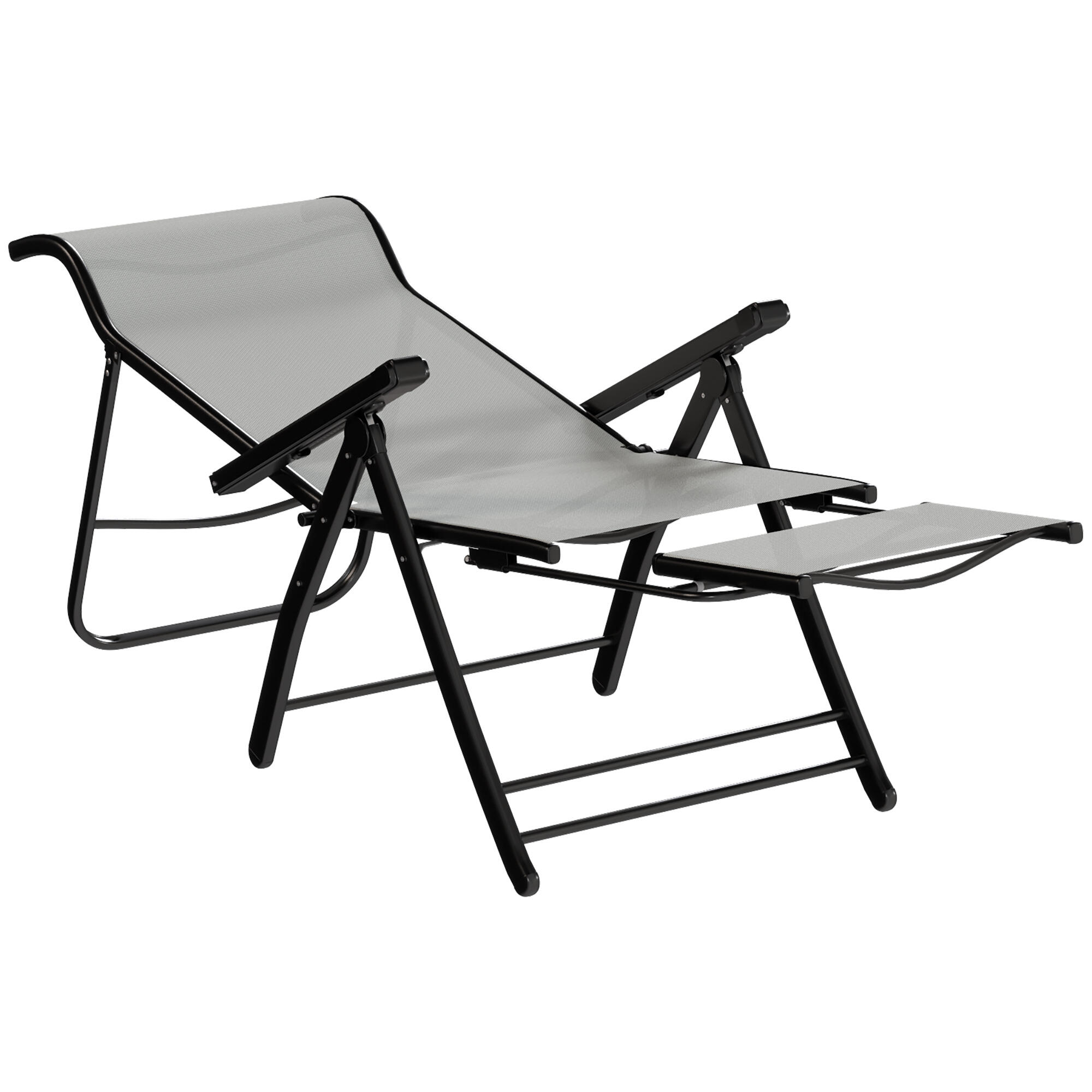Sillas Plegables Reclinables Outsunny 179.5x63.5x60 cm Gris claro 5/5