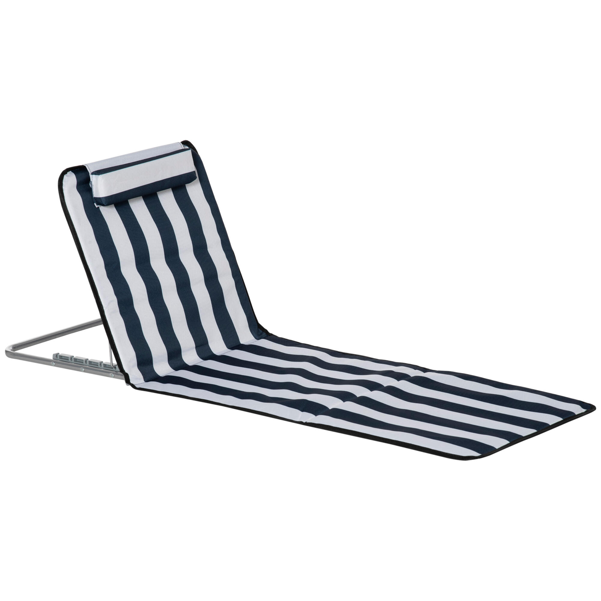Esterillas de Playa Outsunny 134x48x43 cm Blanco y Azul 4/5
