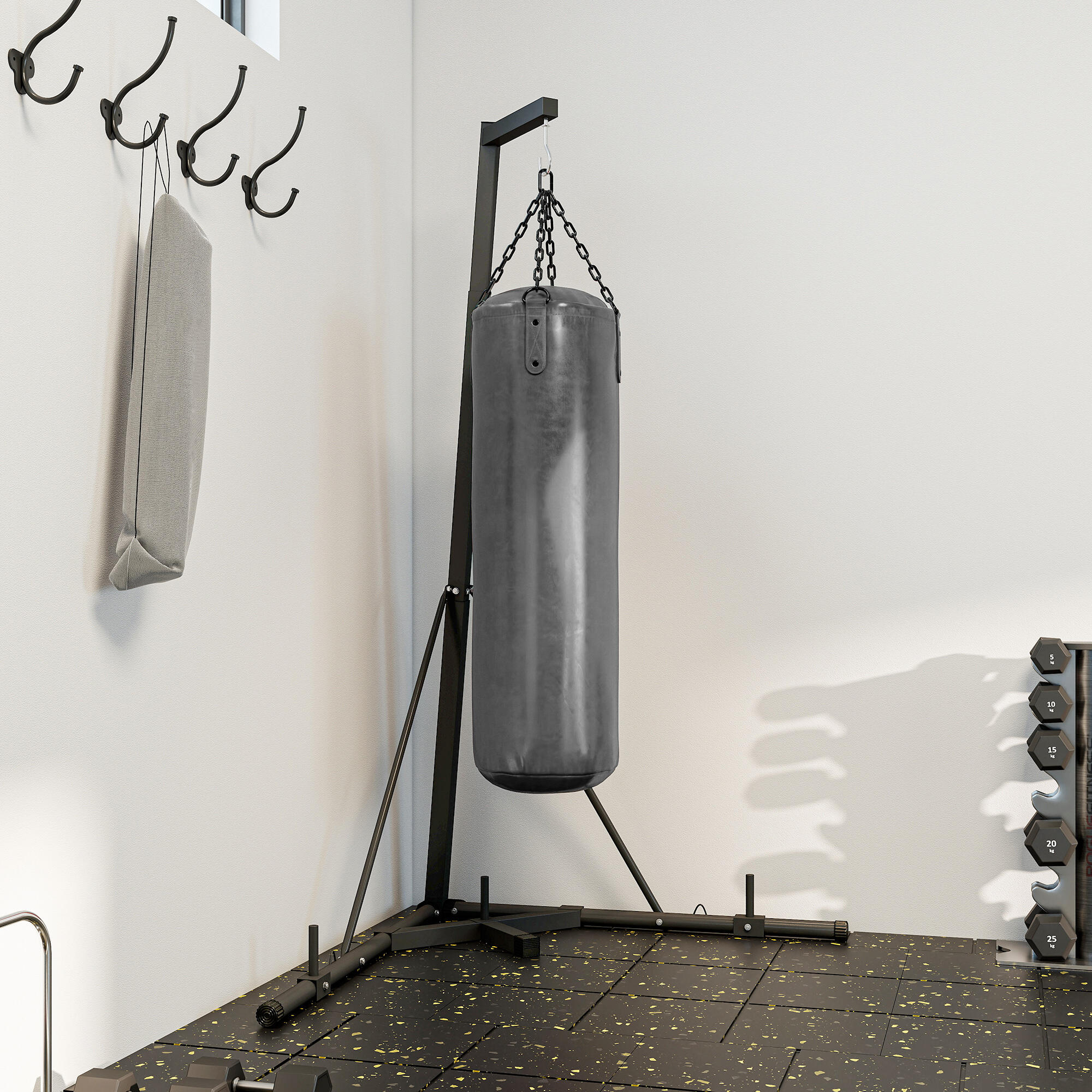 Suporte Saco de Boxe SPORTNOW 170x90x182-225 cm Preto 4/7