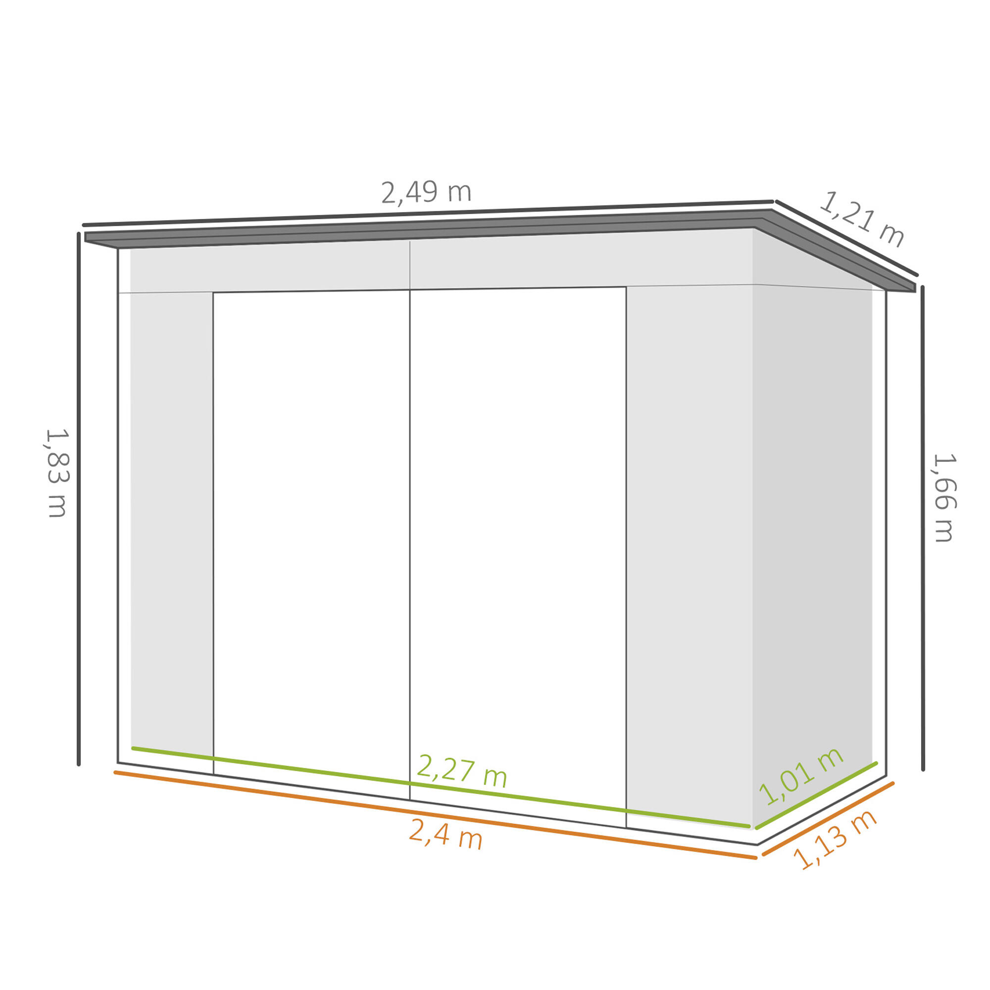 Caseta almacenamiento bicicletas Outsunny 249x121x183 cm Gris 3/8