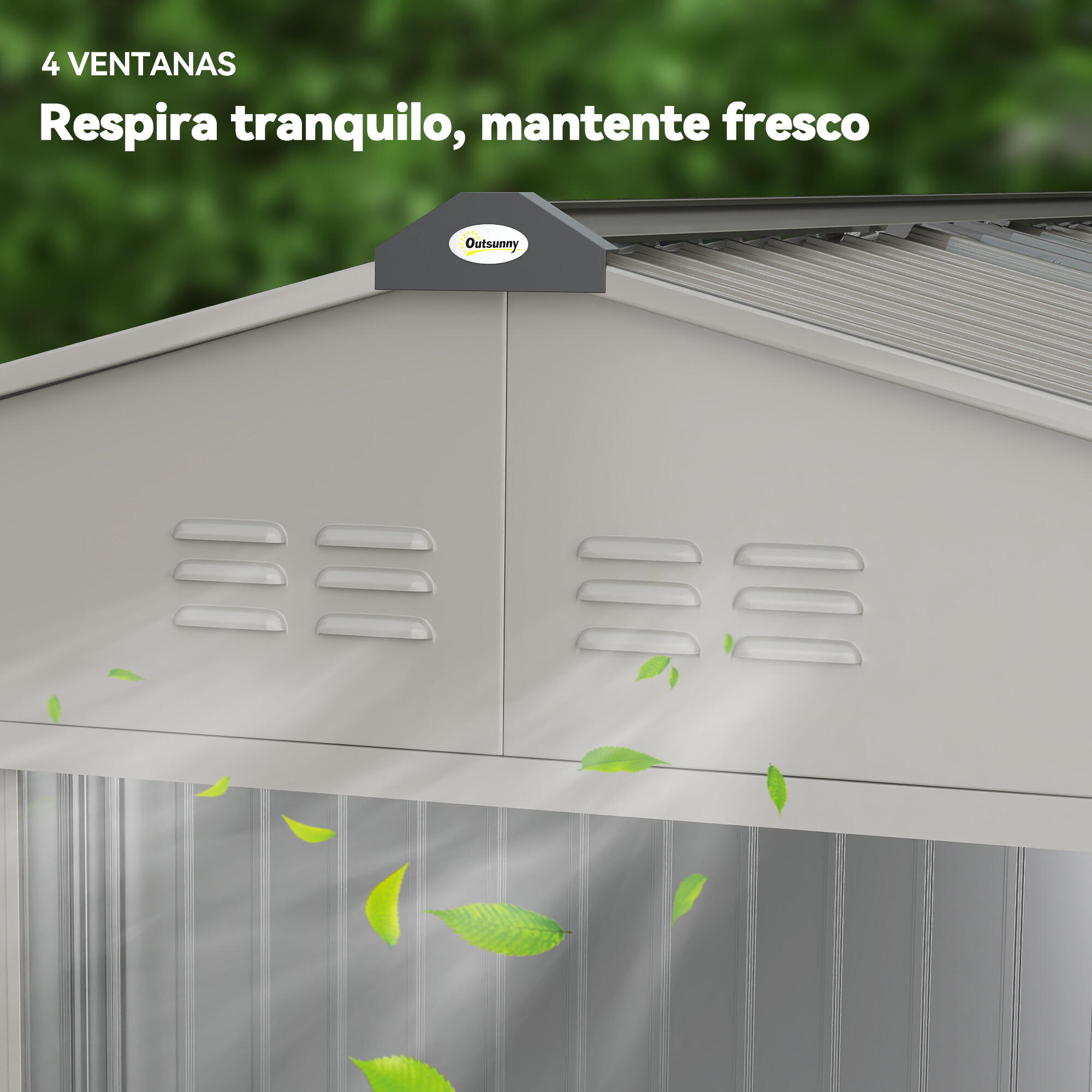 Abrigo de jardim 277x195x192cm cinzento Outsunny 5/7