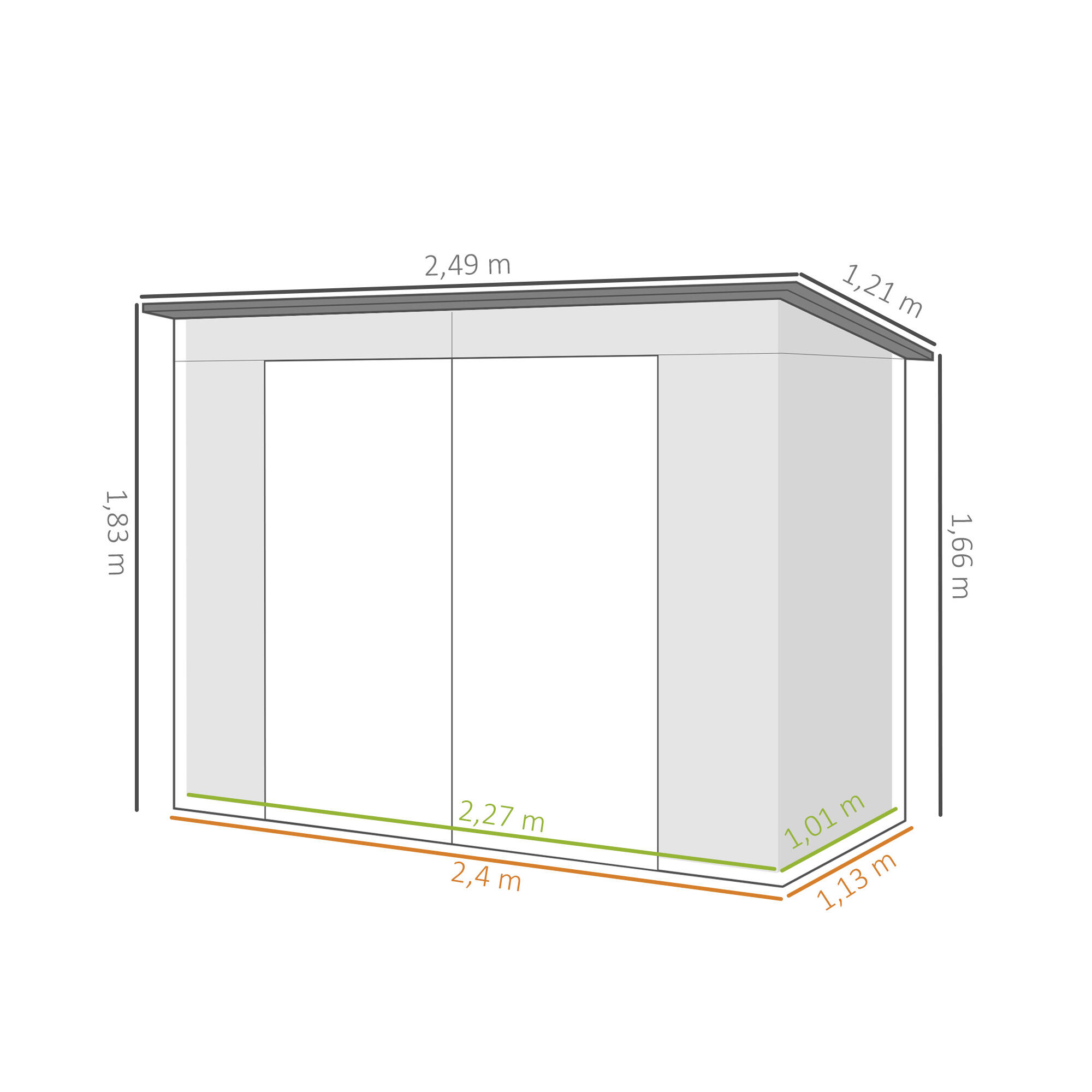 Abrigo de exterior 249x121x166/183 cm verde Outsunny 3/7