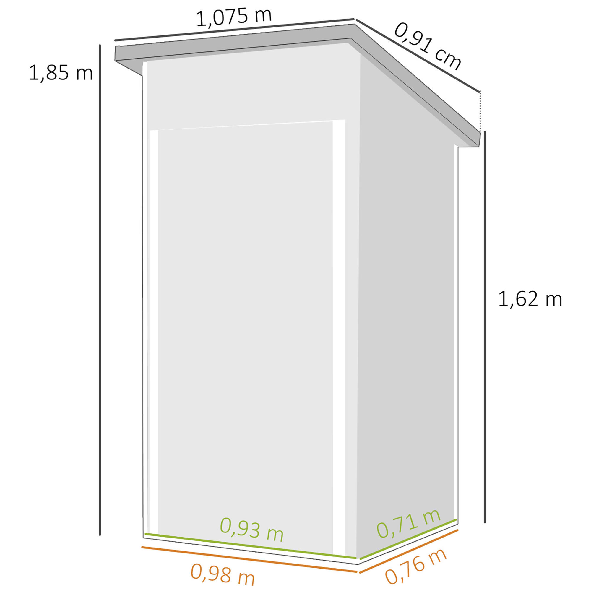 Caseta de Jardín Outsunny 107.5x91x185 cm Verde 3/5