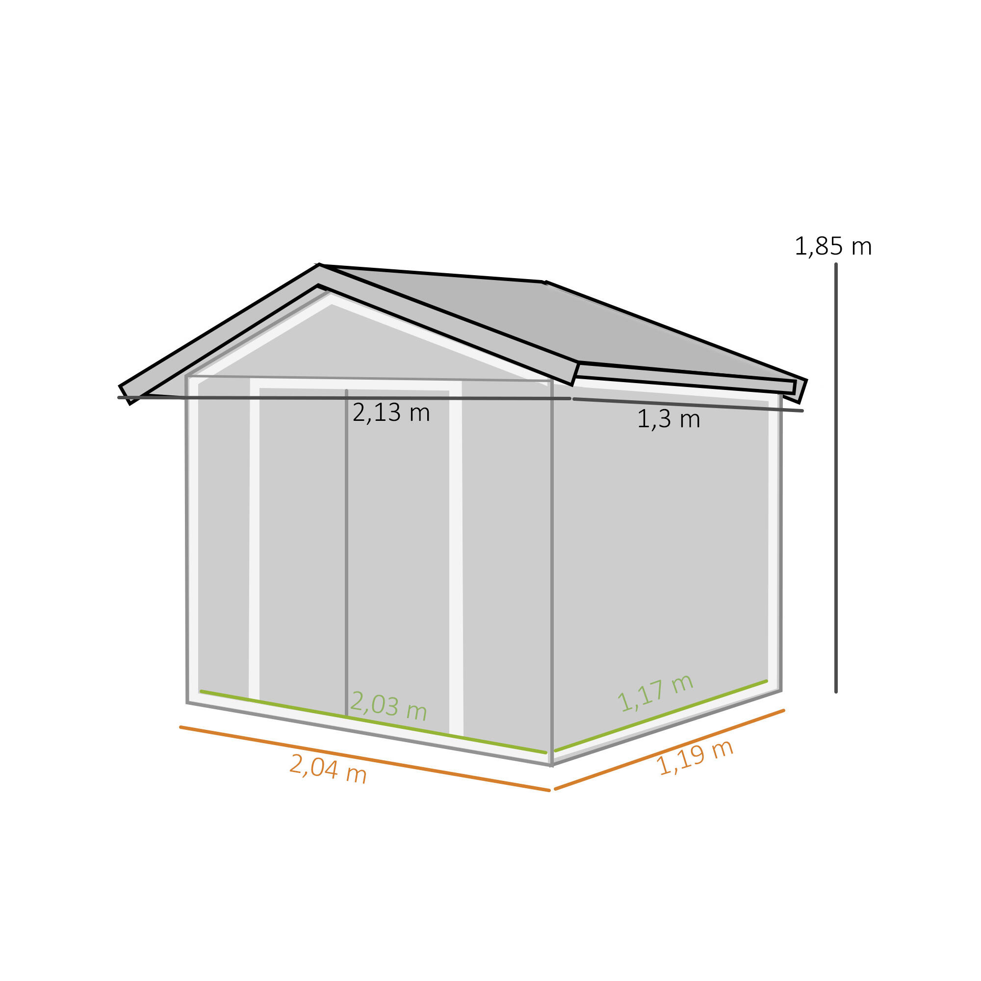 Abrigo de Armazenamento 213x130x185cm Cinza escuro/Cinza de carvão Outsunny 3/7
