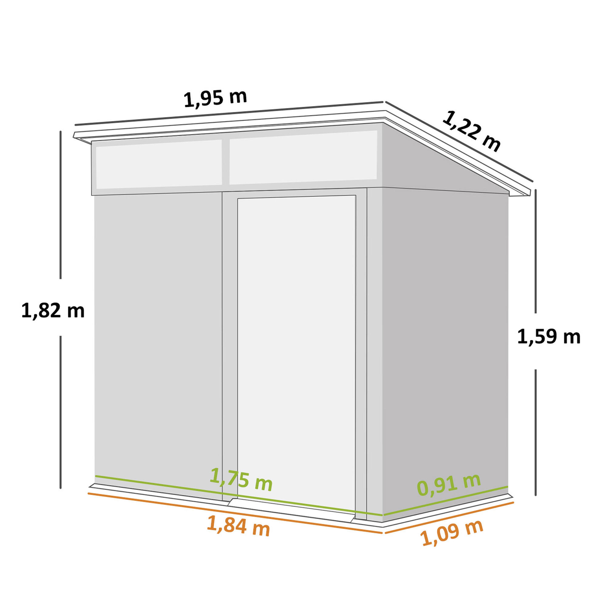 Caseta almacenamiento bicicletas Outsunny 195x122x182 cm Gris Oscuro 3/8
