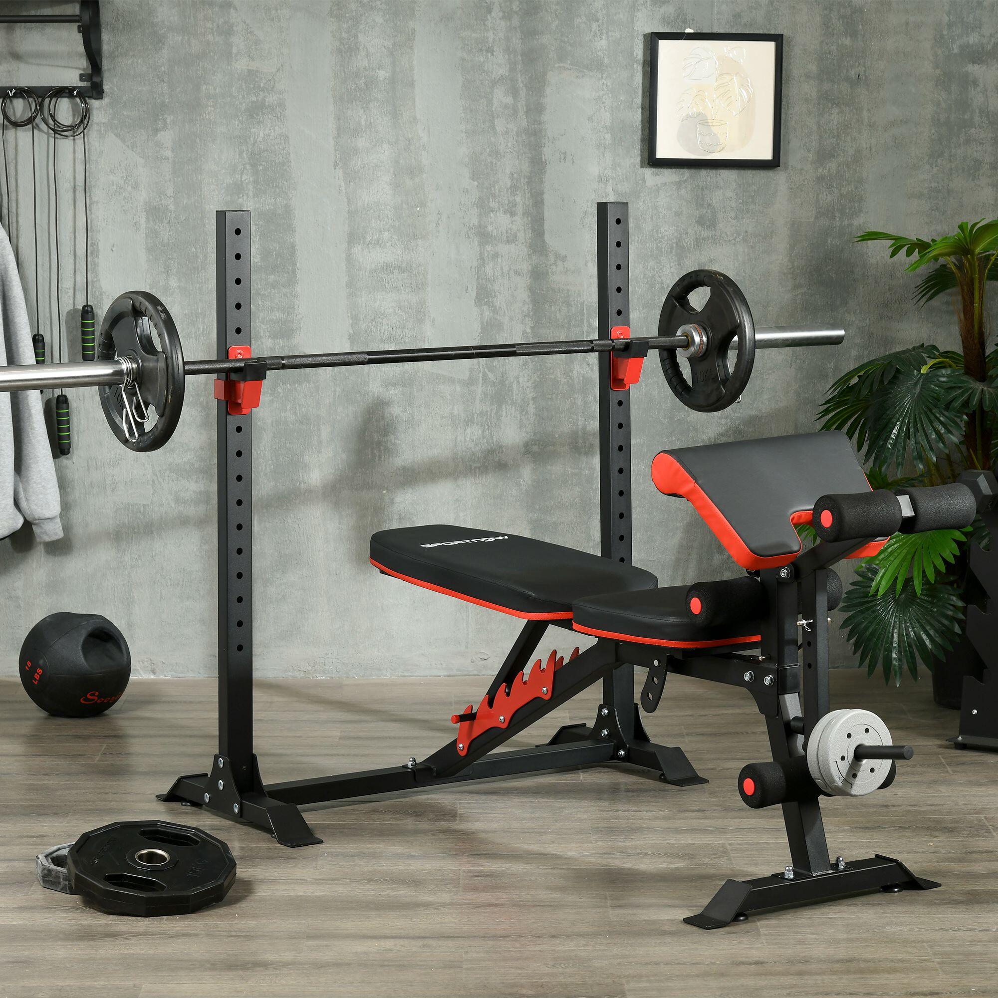 Banco de Musculación SPORTNOW 180x110x126 cm Negro y Rojo 2/7
