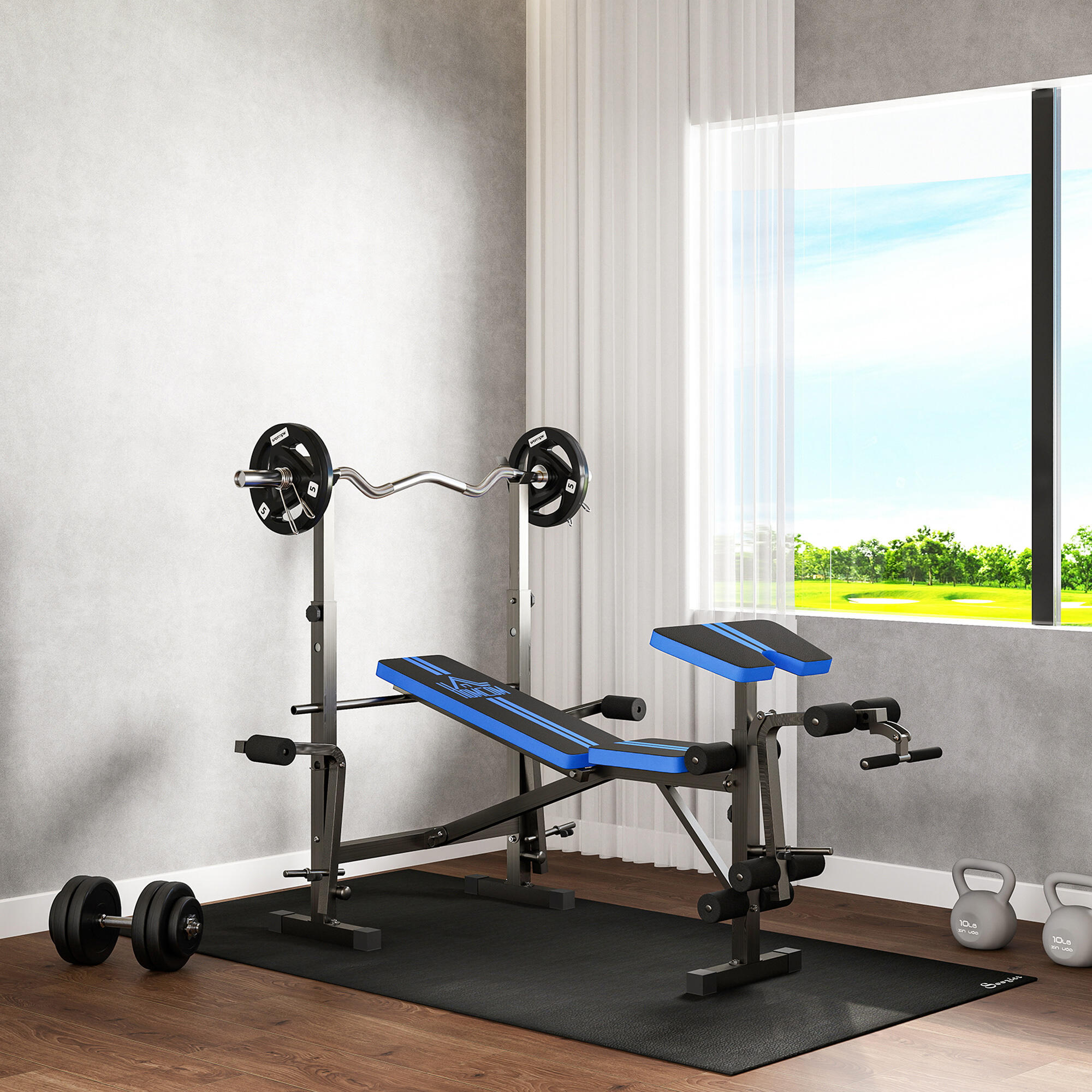 Banco de Musculación HOMCOM 175x139x127 cm Negro 2/5