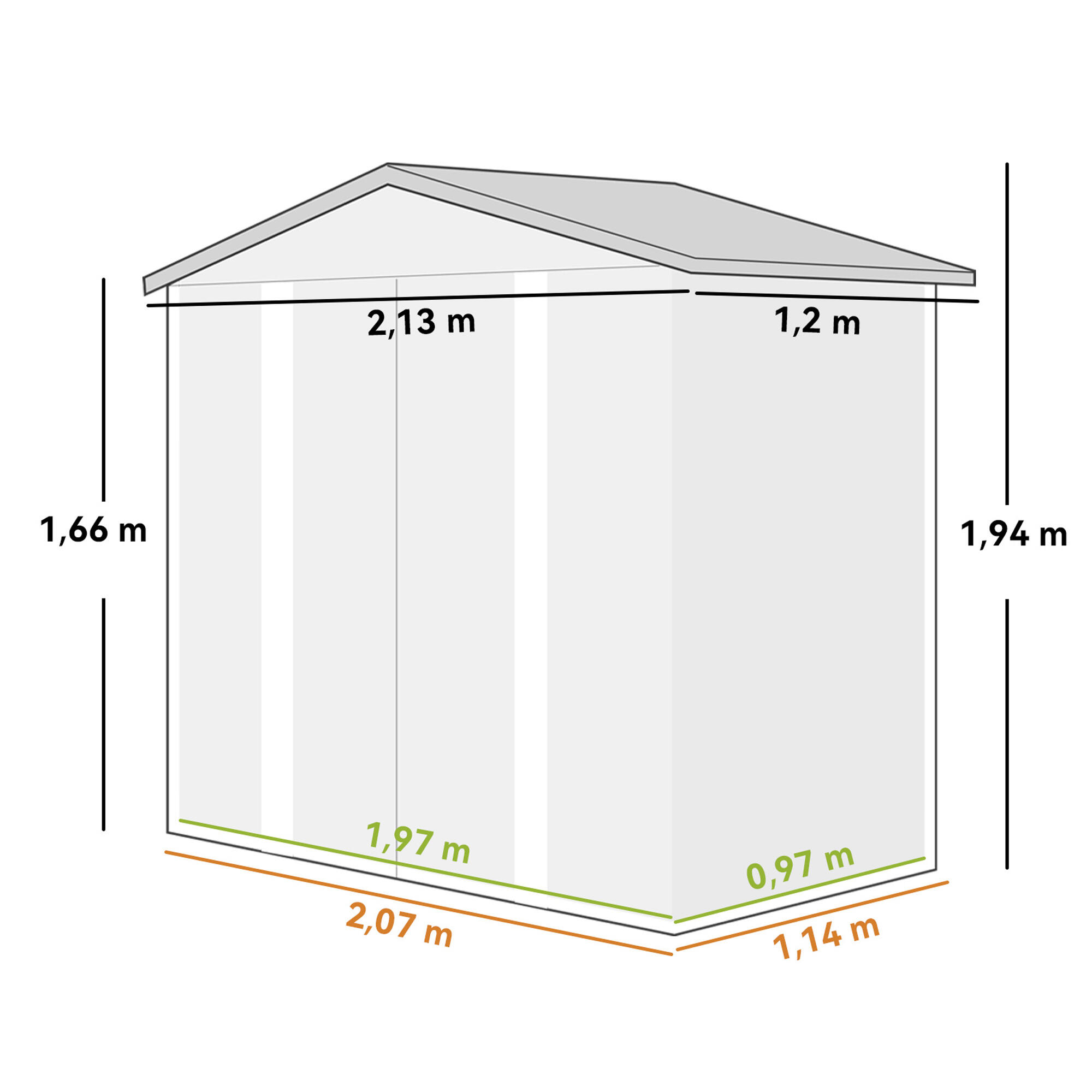 Abrigo de jardim 213x120x166/194 cm verde Outsunny 3/7