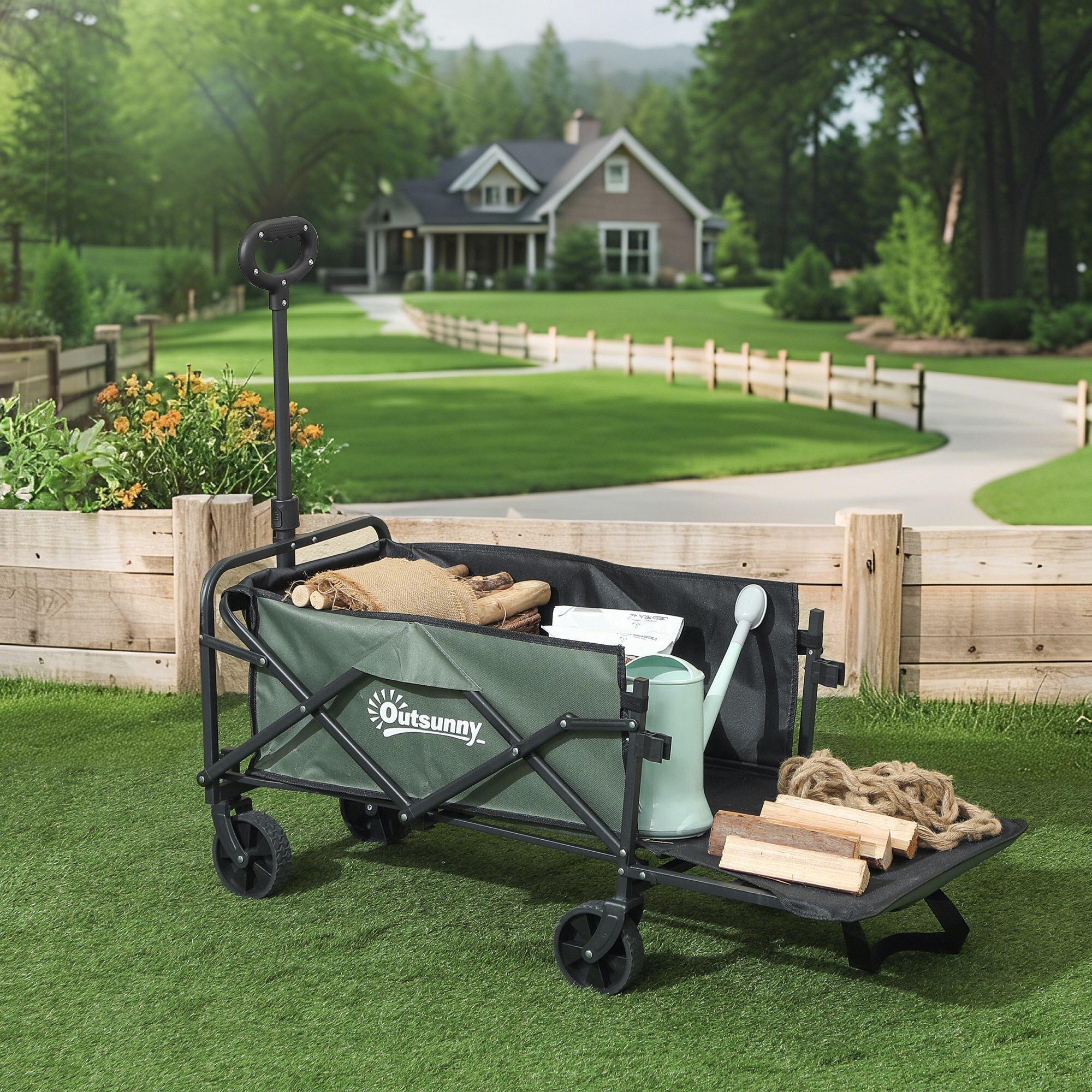 Carrinho de transporte 114x46x65-92 cm verde escuro Outsunny 4/7