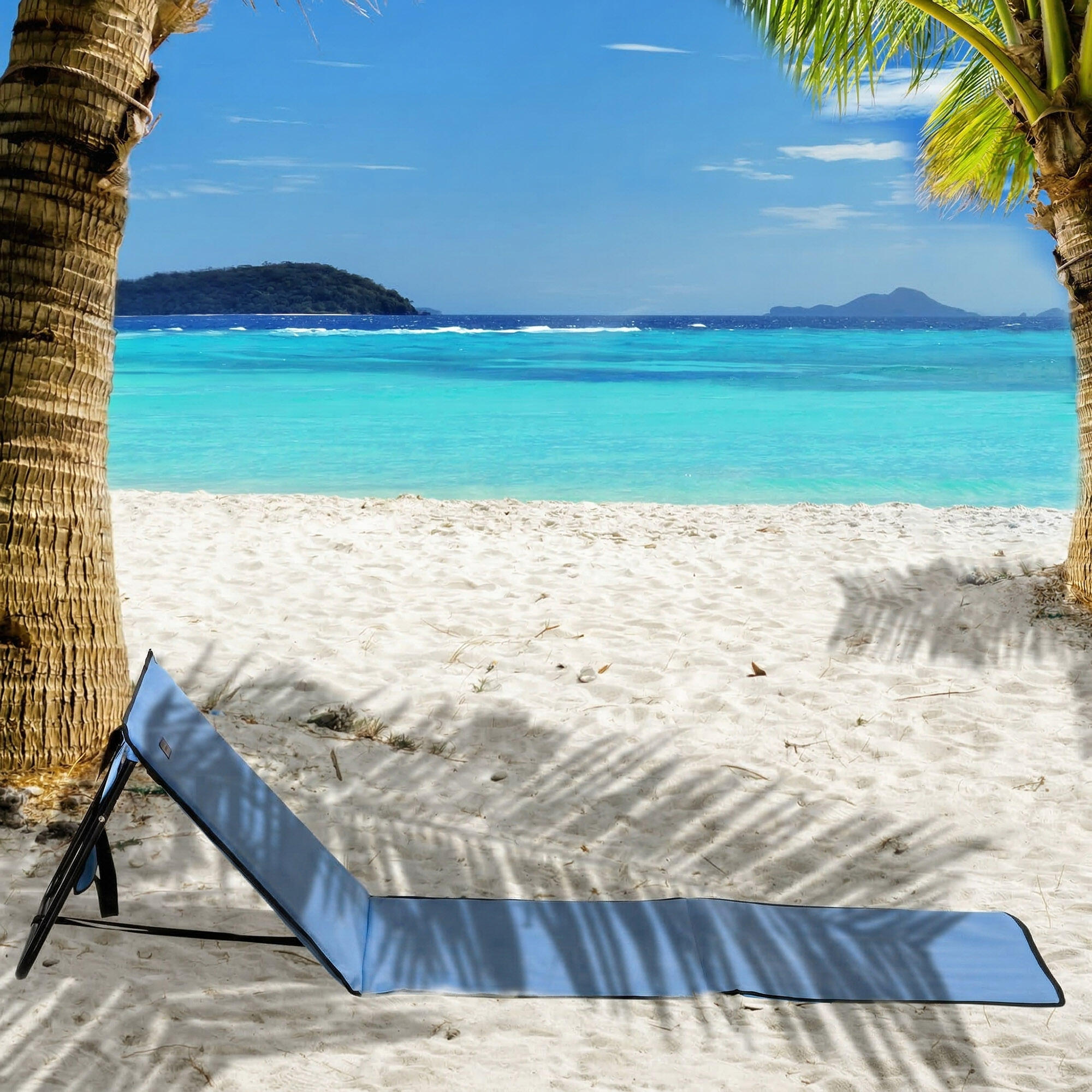 Esterillas de Playa Outsunny 142x51x40 cm Azul 2/5