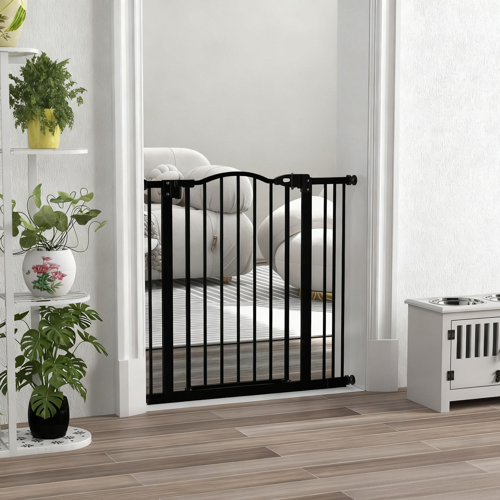 Barreira de segurança 74-87x78 cm preto PawHut 2/5
