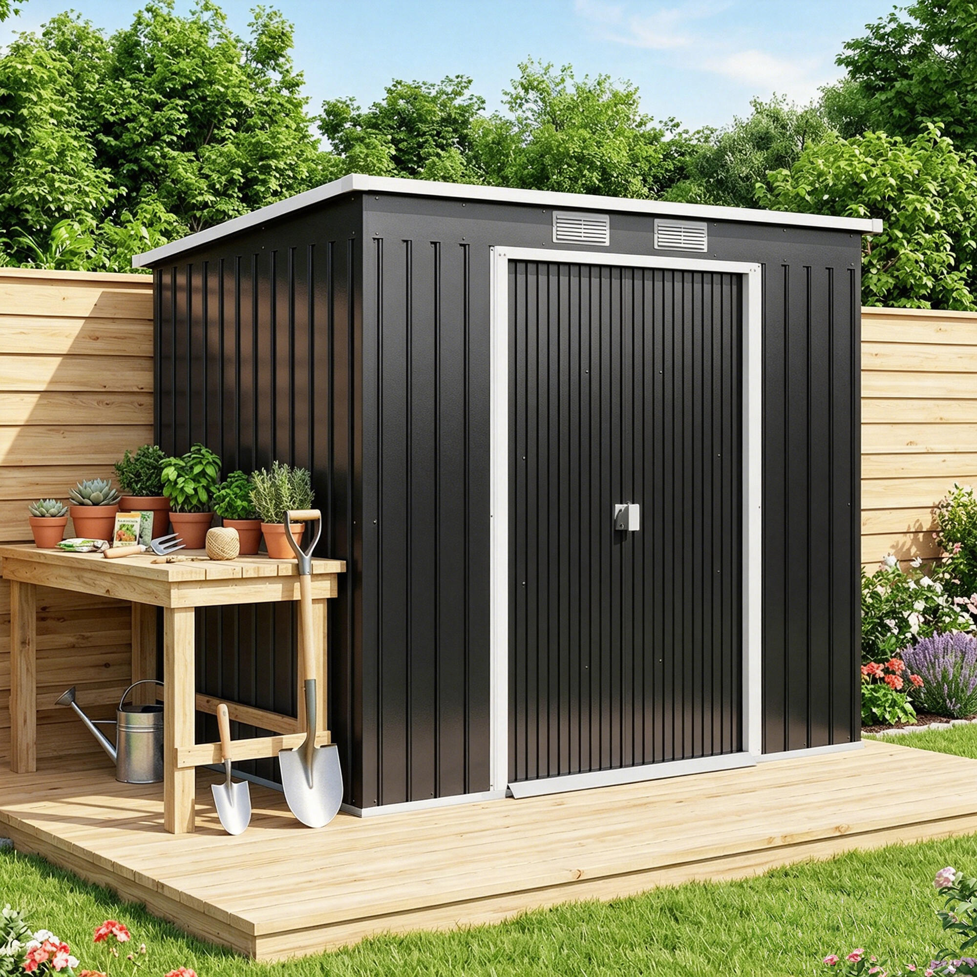 Abrigo 213x130x173 cm cinza escuro/cinza de carvão Outsunny 2/5