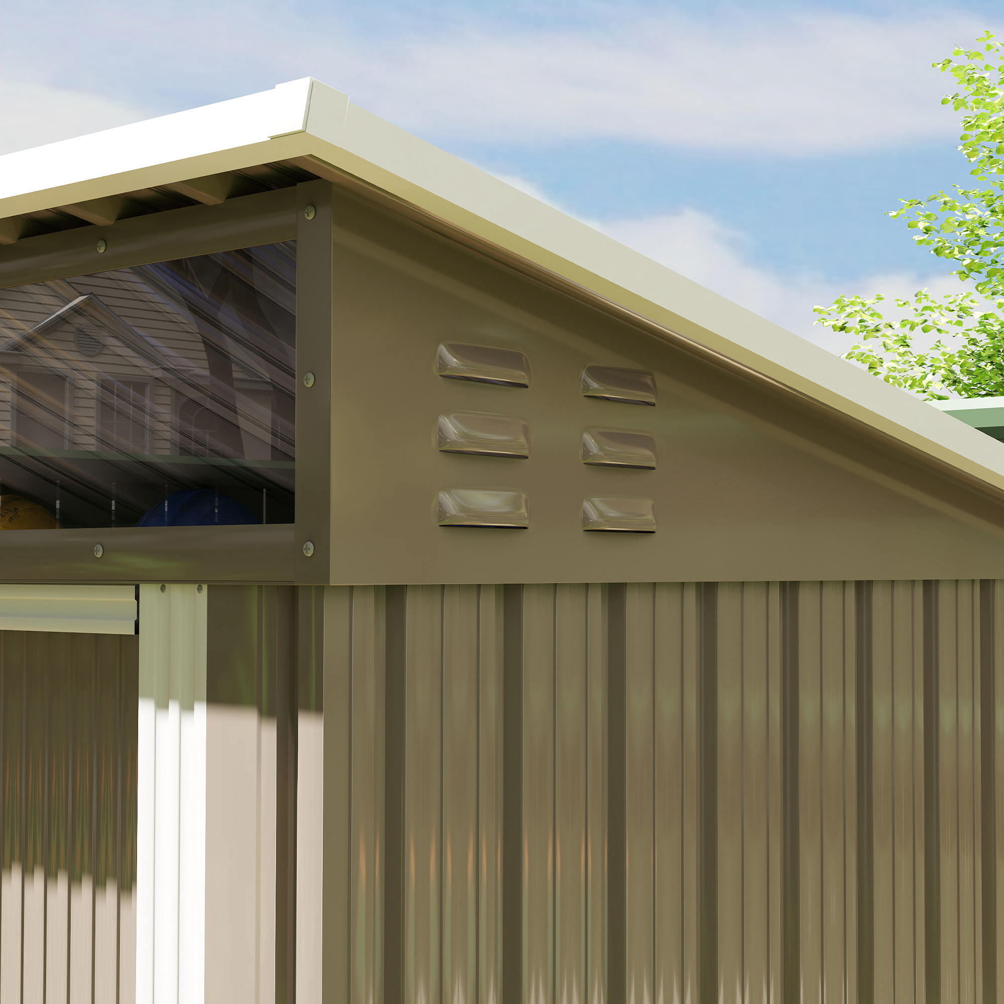 Abrigo de armazenamento 195x122x159-1,82 m marrom Outsunny 4/7