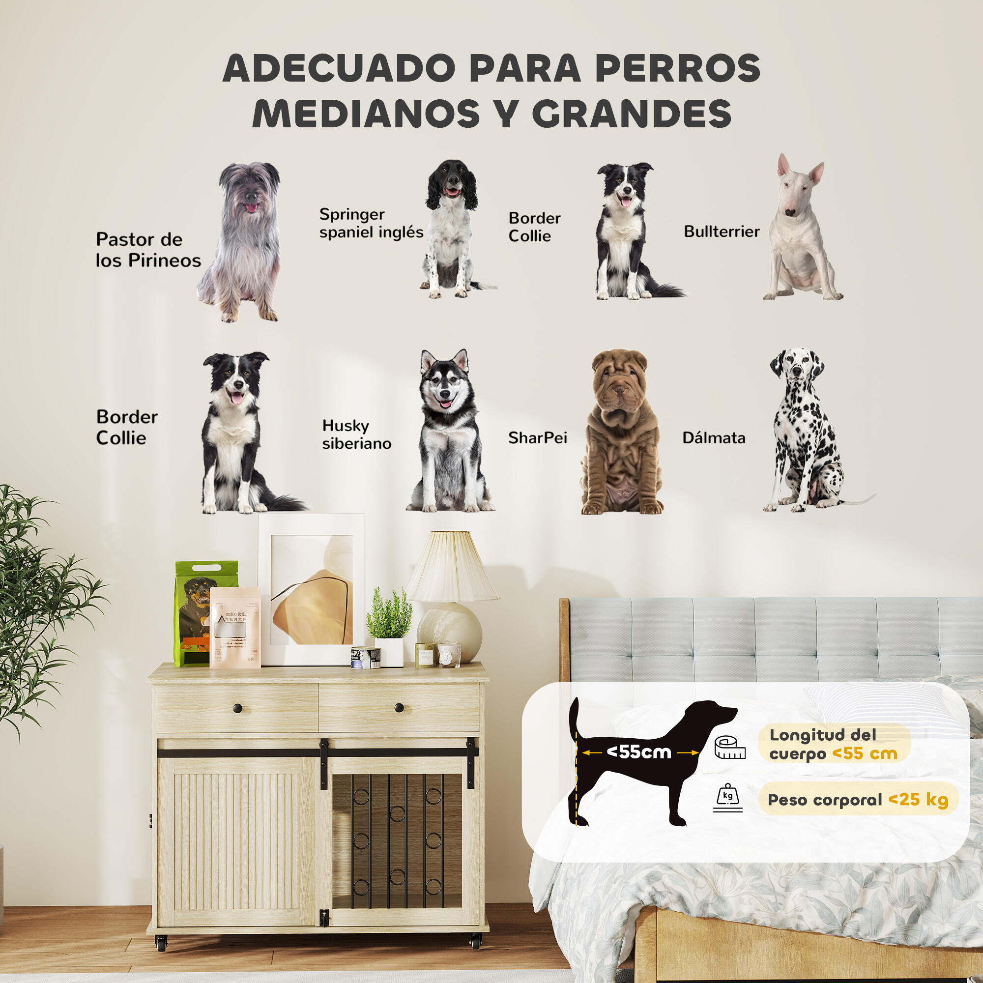 Móvel gaiola para cães PawHut 100x56x81 cm castanho e preto 5/5