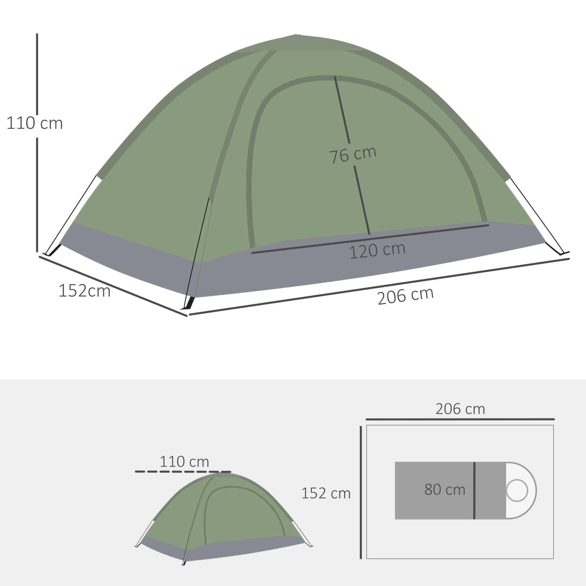 Tenda campismo 206x152x110 cm verde Outsunny 3/7