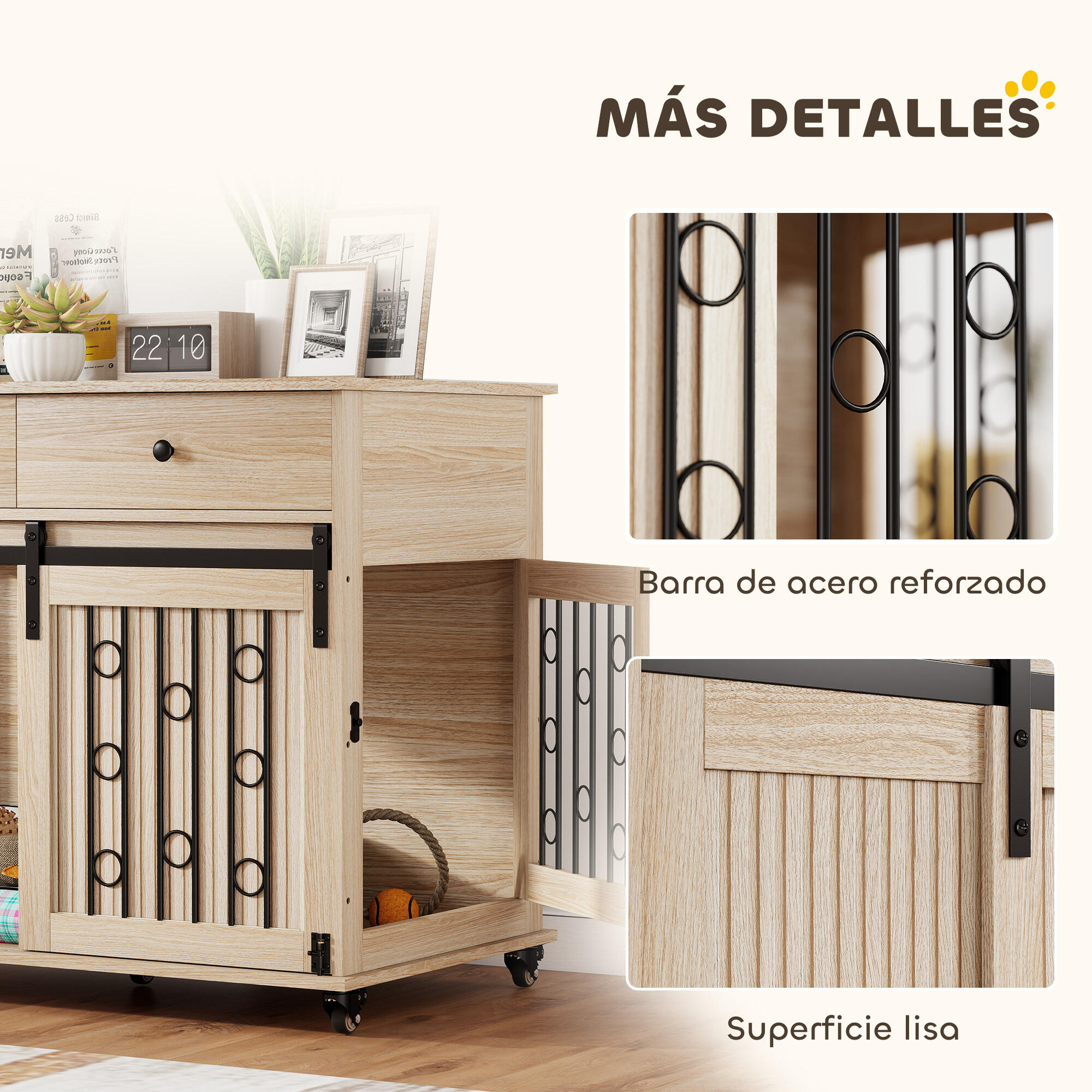 Móvel gaiola para cães PawHut 100x56x81 cm castanho e preto 4/5