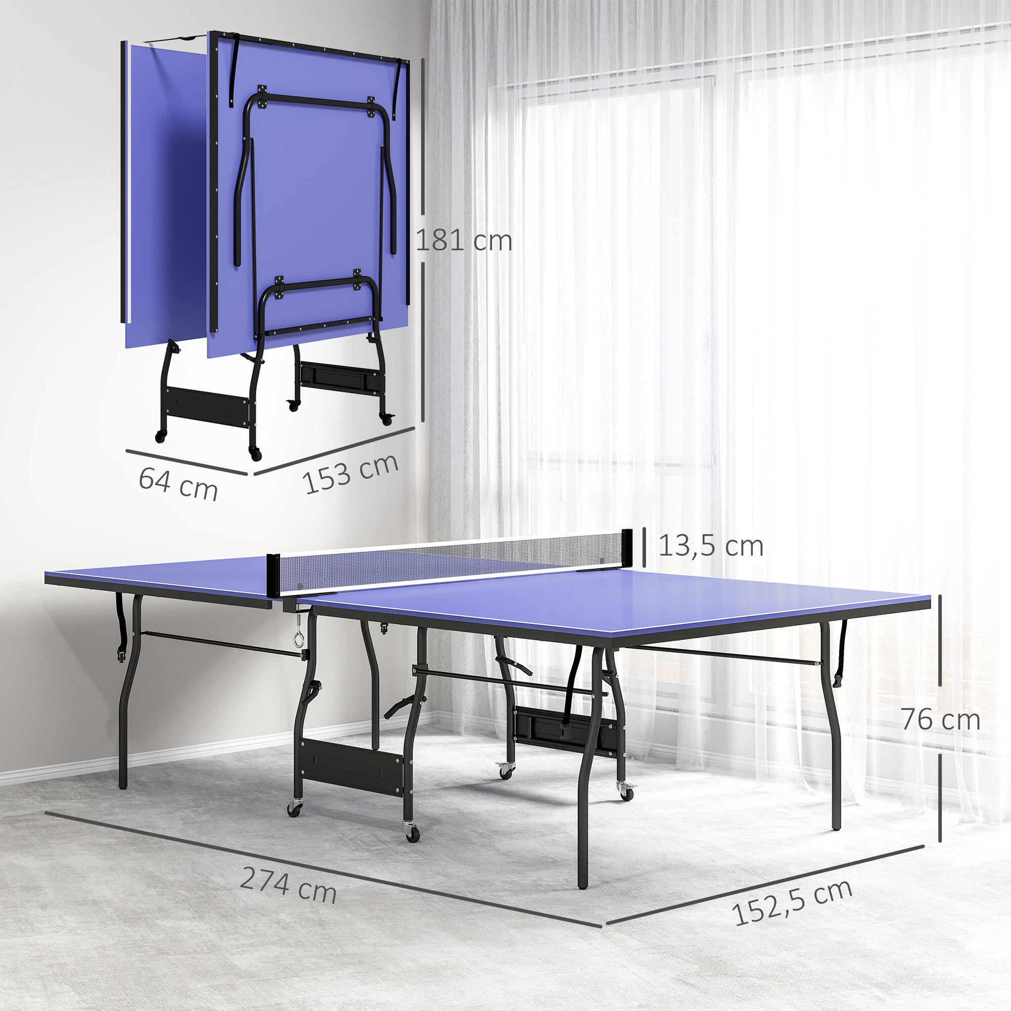 Mesa de ping pong azul SPORTNOW 3/7