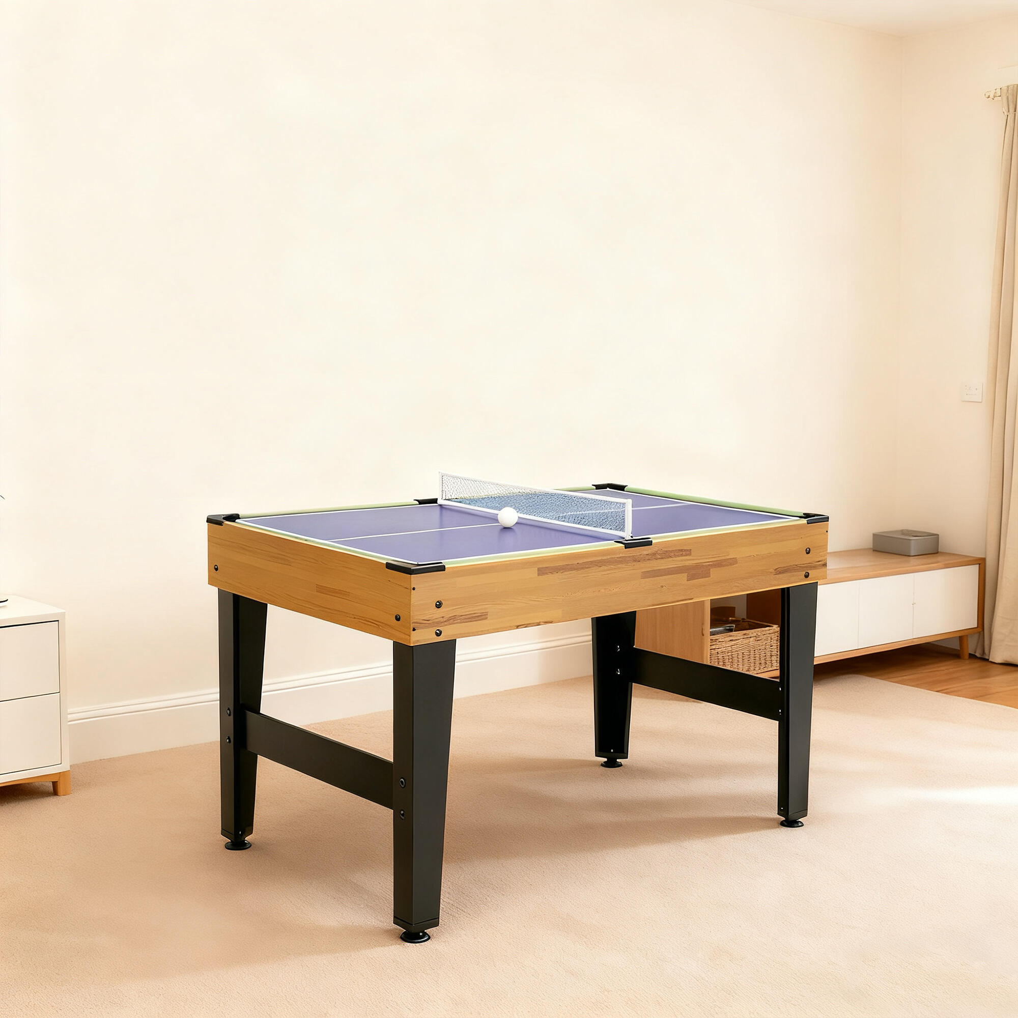 Mesa multijogos 121x109x80 cm madeira e preto SPORTNOW 2/5