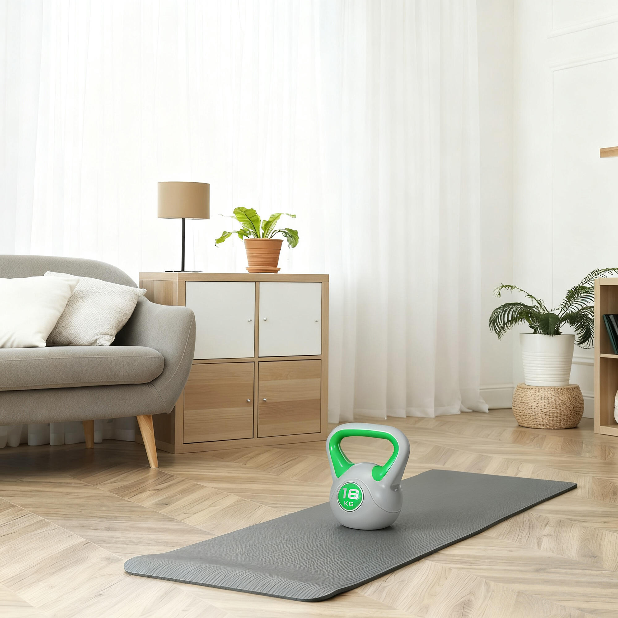Kettlebell 26x18x32 cm verde e cinzento SPORTNOW 2/5