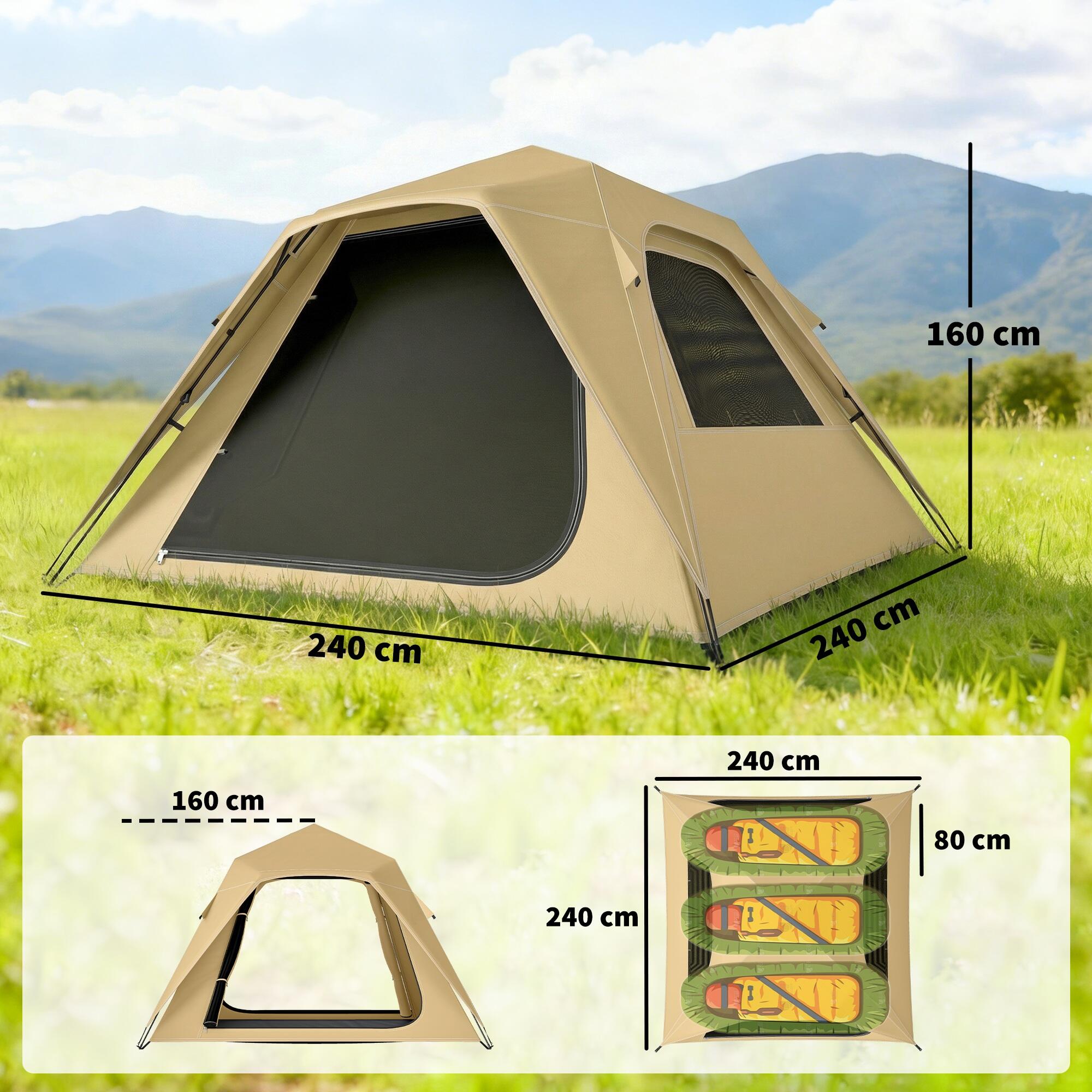 Tenda pop-up 240x240x160 cm caqui Outsunny 3/5