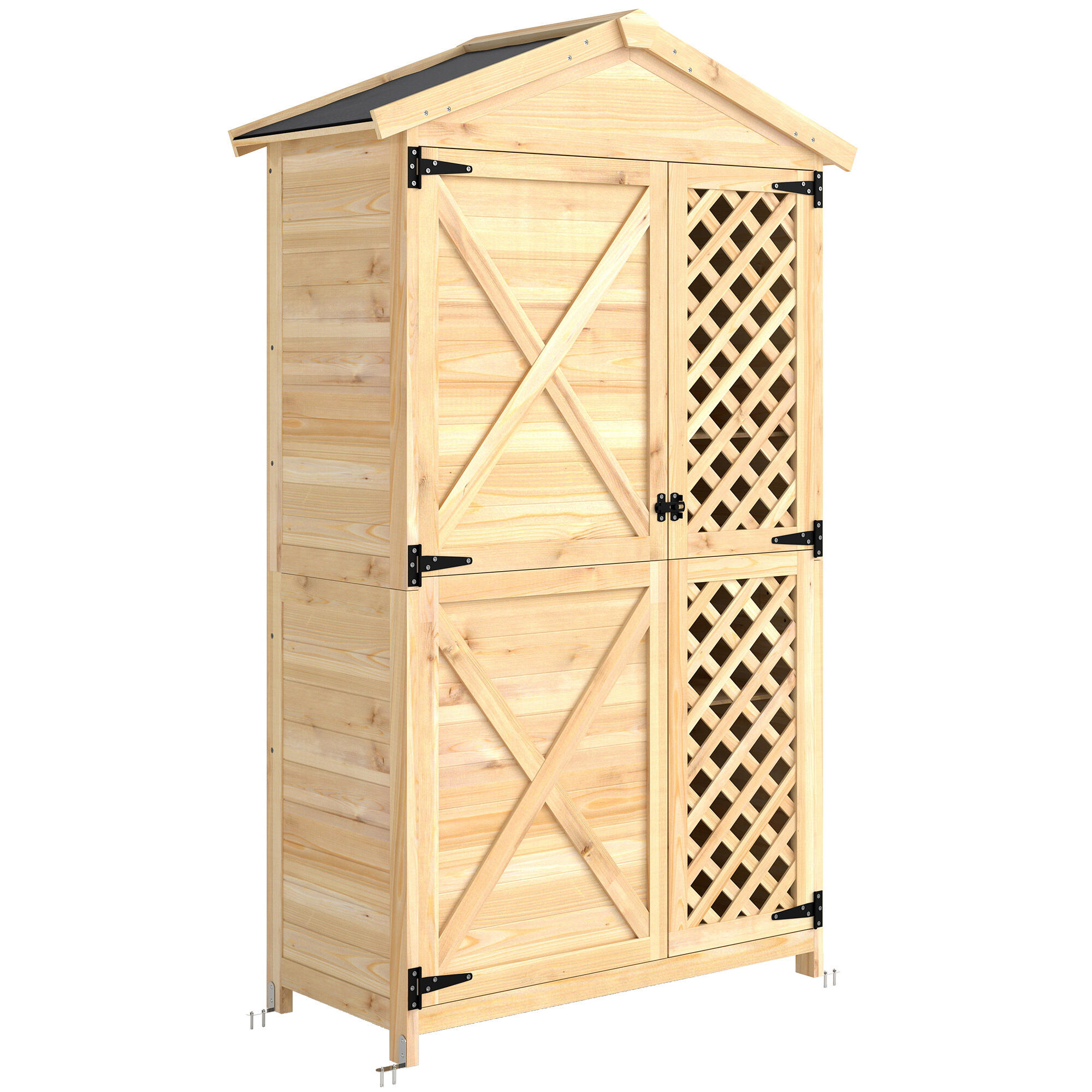 Caseta de Jardín Outsunny 101.5x49x176 cm Madera Natural 1/5