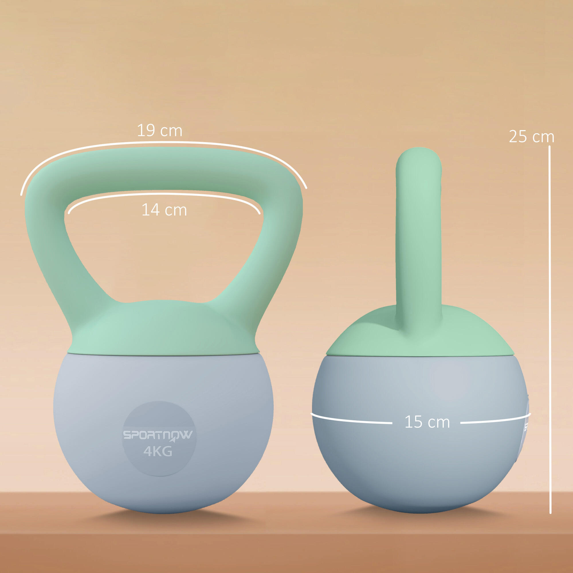 Kettlebell 19x15x25 cm verde SPORTNOW 3/5