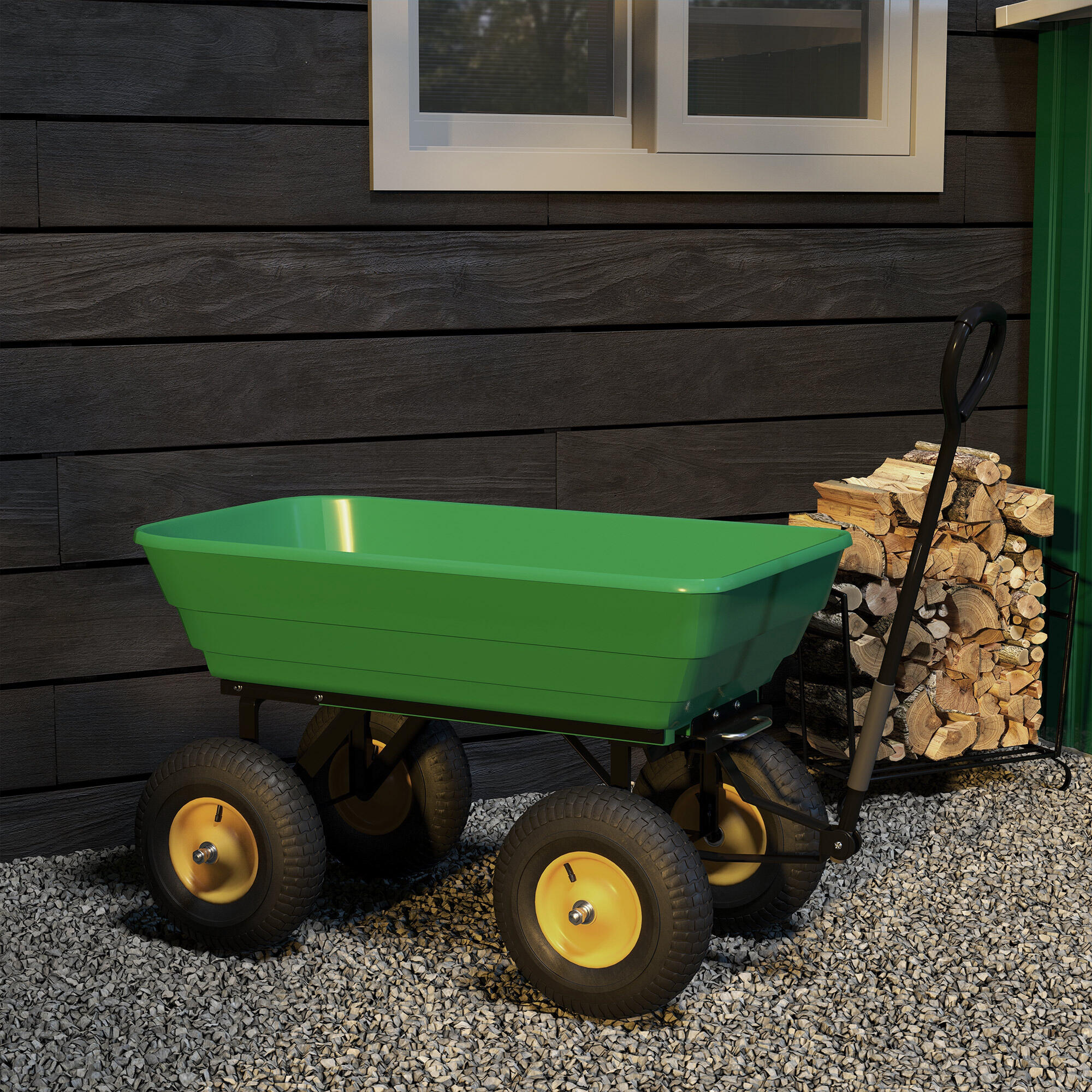 Carro de playa Outsunny 109x52x94 cm Verde Oscuro 5/6