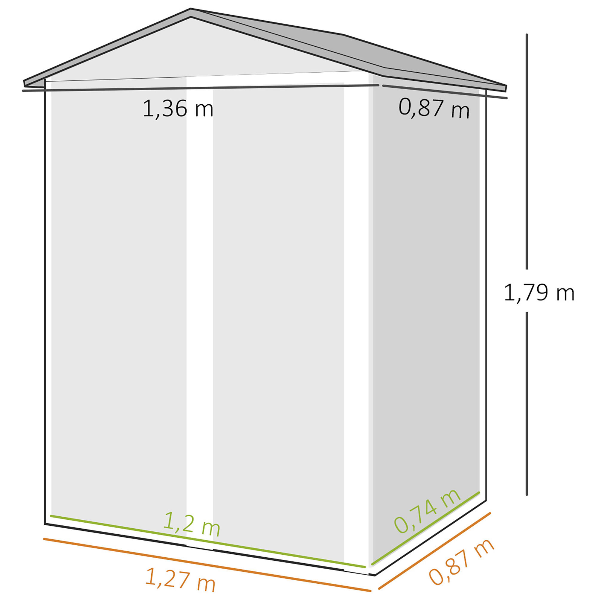 Caseta de Jardín Outsunny 136x87x179 cm Gris oscuro 3/5